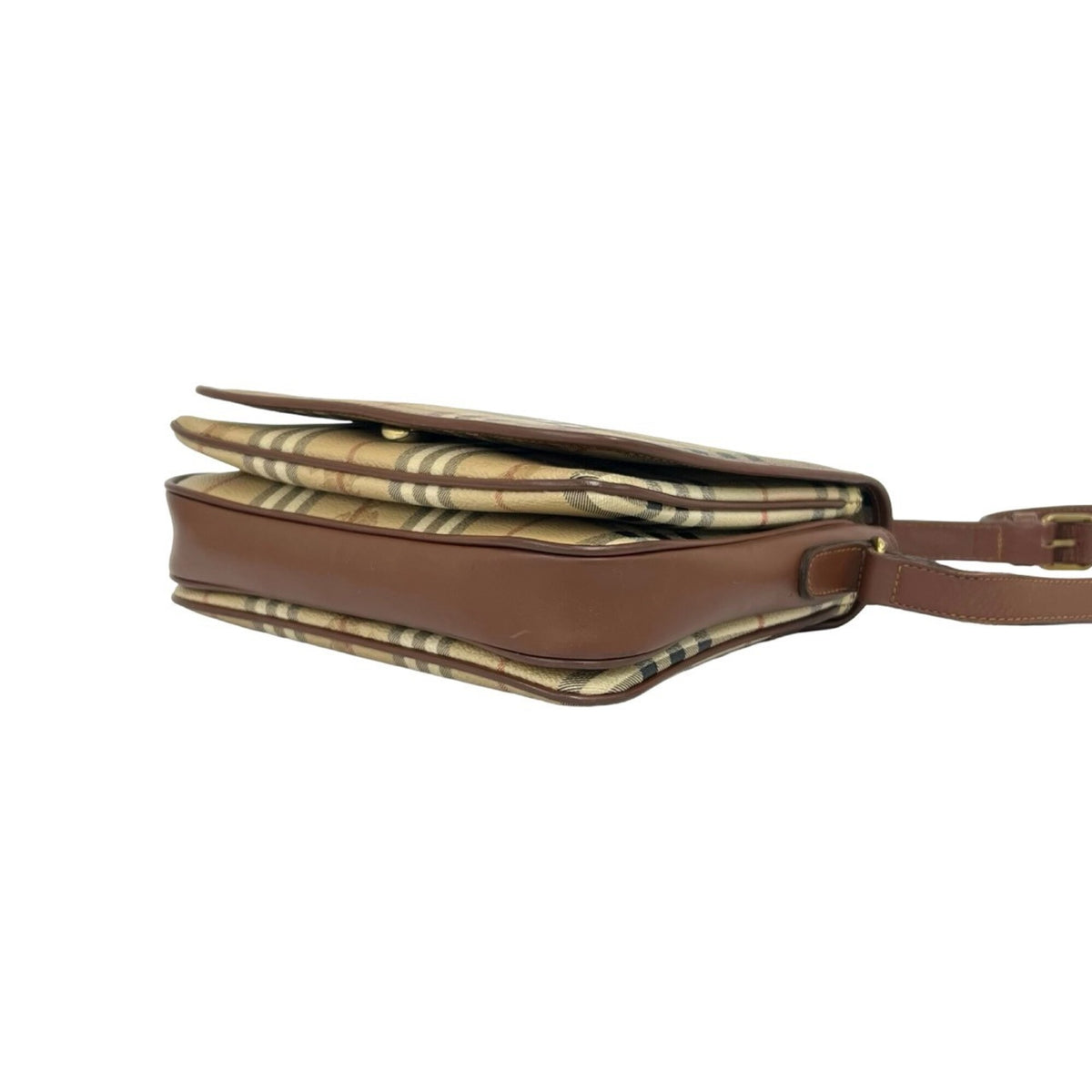 Burberry Beige Brown Leather Pvc Shoulder Bag (Pre-Owned)