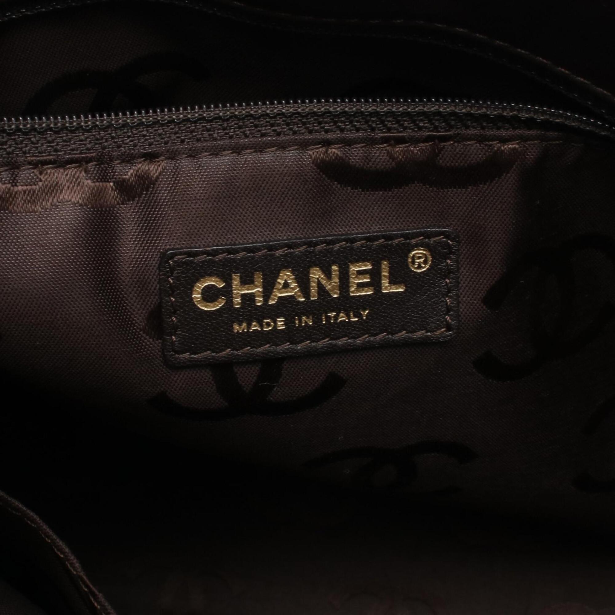 Chanel Brown Leather Handbag Tote Bag (Pre-Owned)
