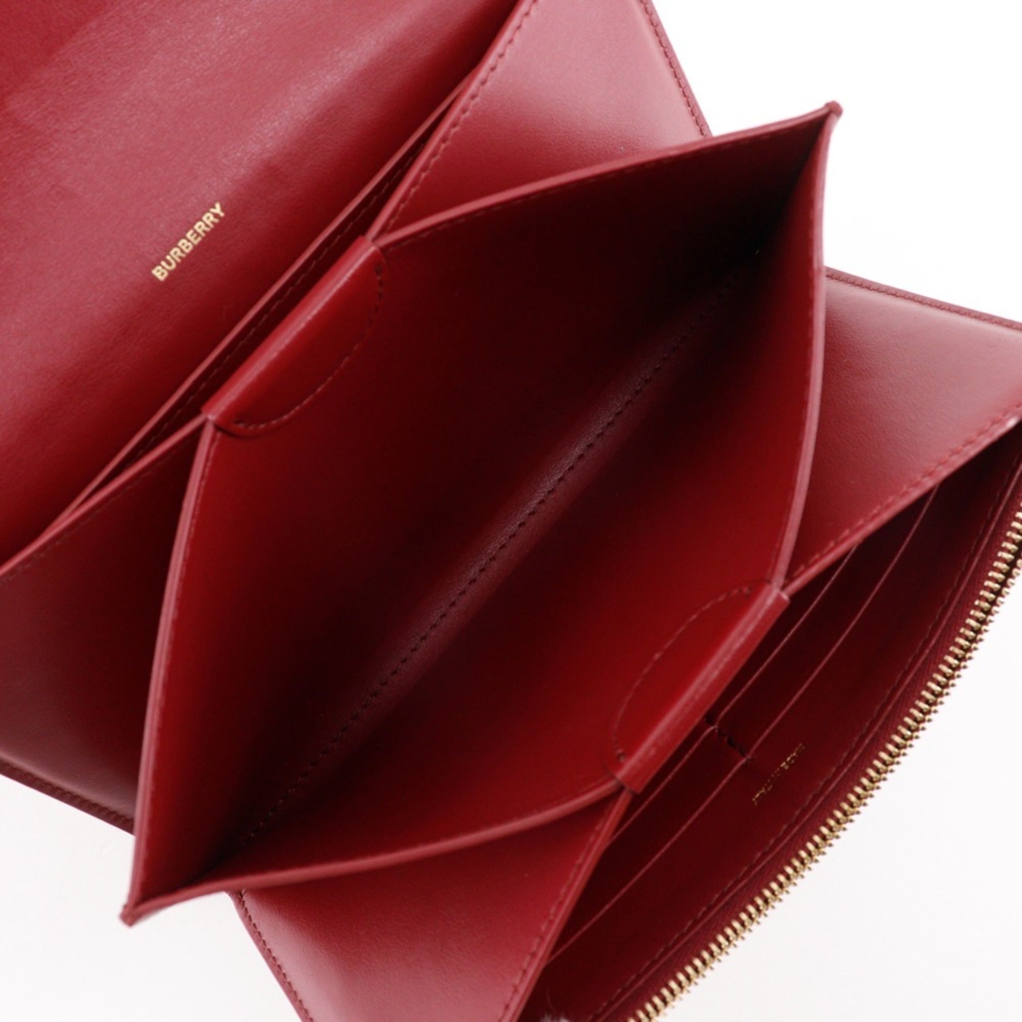 Burberry Red Color Leather Shoulder Bag (Pre-Owned)