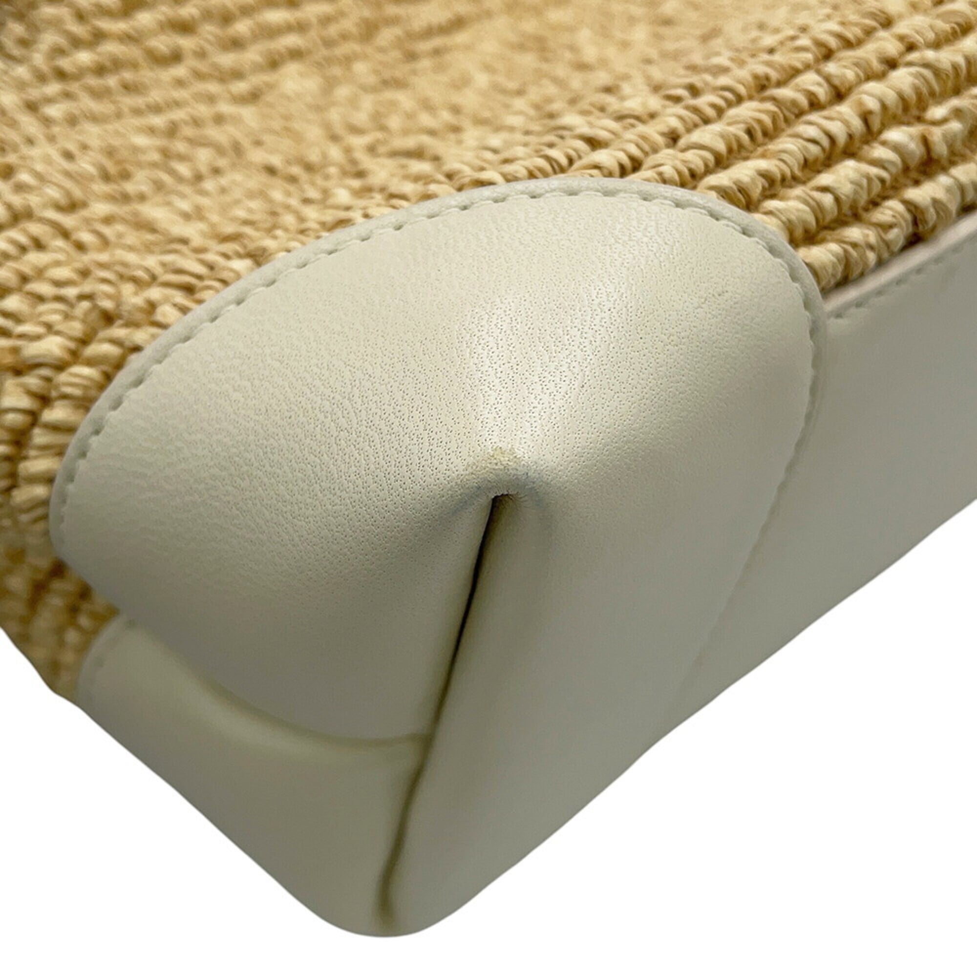 Bottega Veneta White Raffia Handbag Pouch (Pre-Owned)