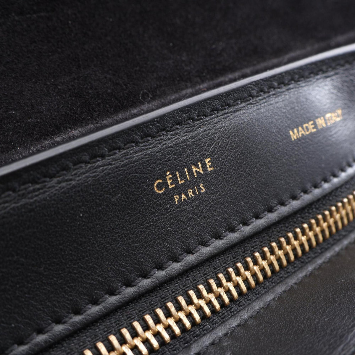 Celine Black White Leather Suede Handbag (Pre-Owned)
