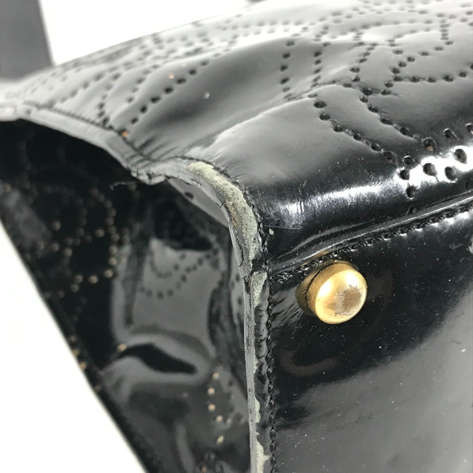 Chanel Camellia Black Patent Leather Handbag Shoulder Bag Tote Bag (Pre-Owned)