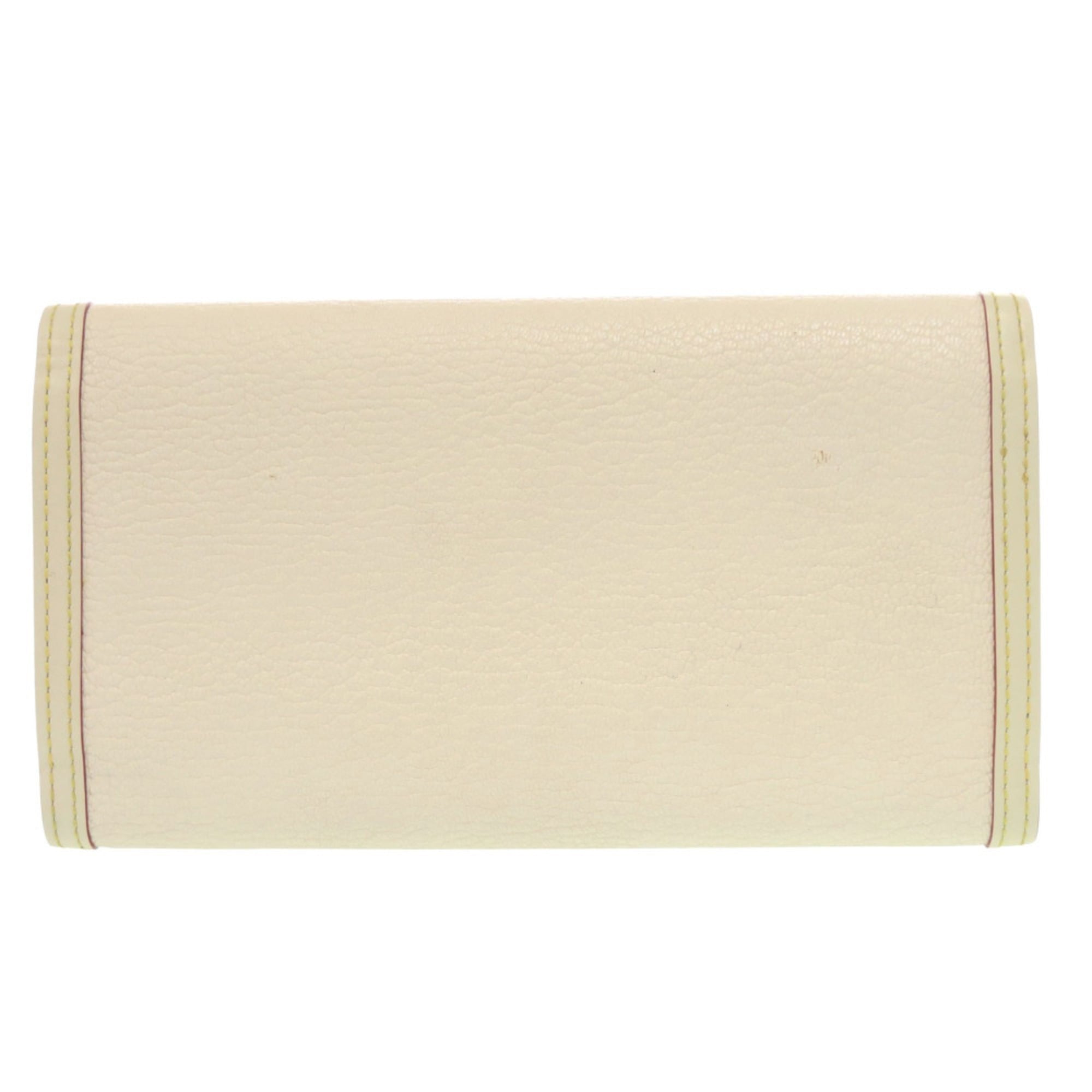 Louis Vuitton White Leather Long Wallet (Tri-Fold) (Pre-Owned)