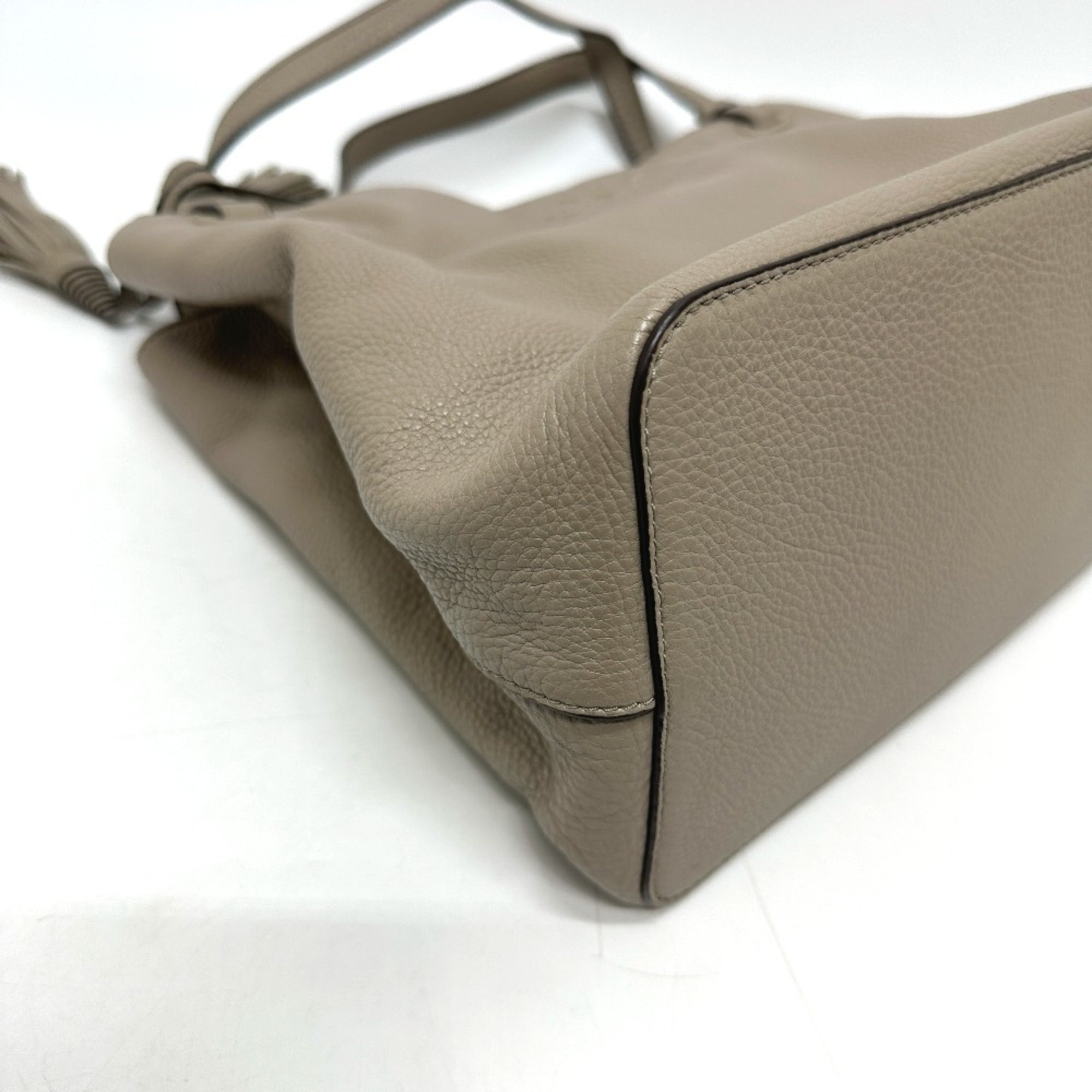 Tory Burch Beige Leather Shoulder Bag Tote Bag (Pre-Owned)