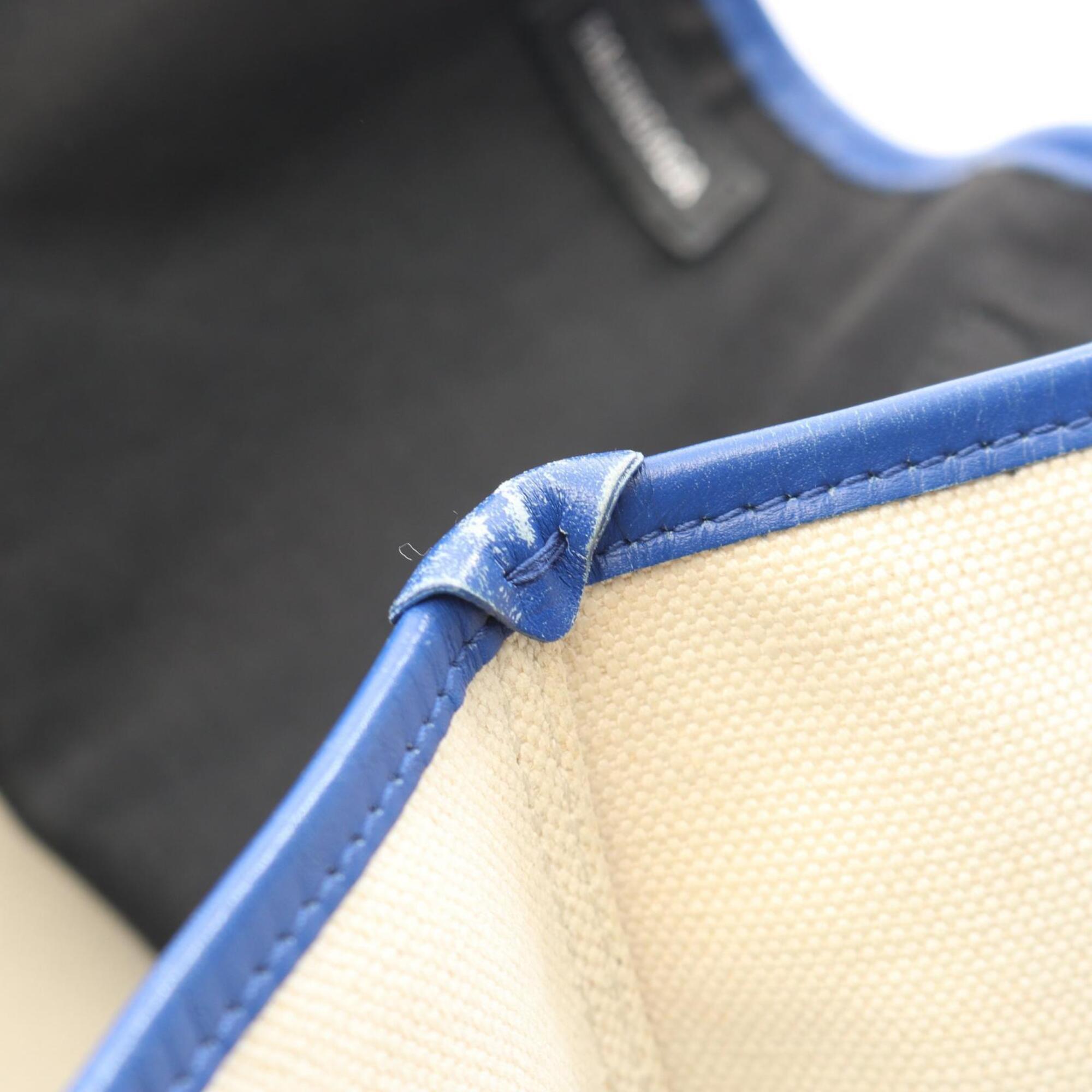Balenciaga Blue White Canvas Leather Handbag Pouch Tote Bag (Pre-Owned)