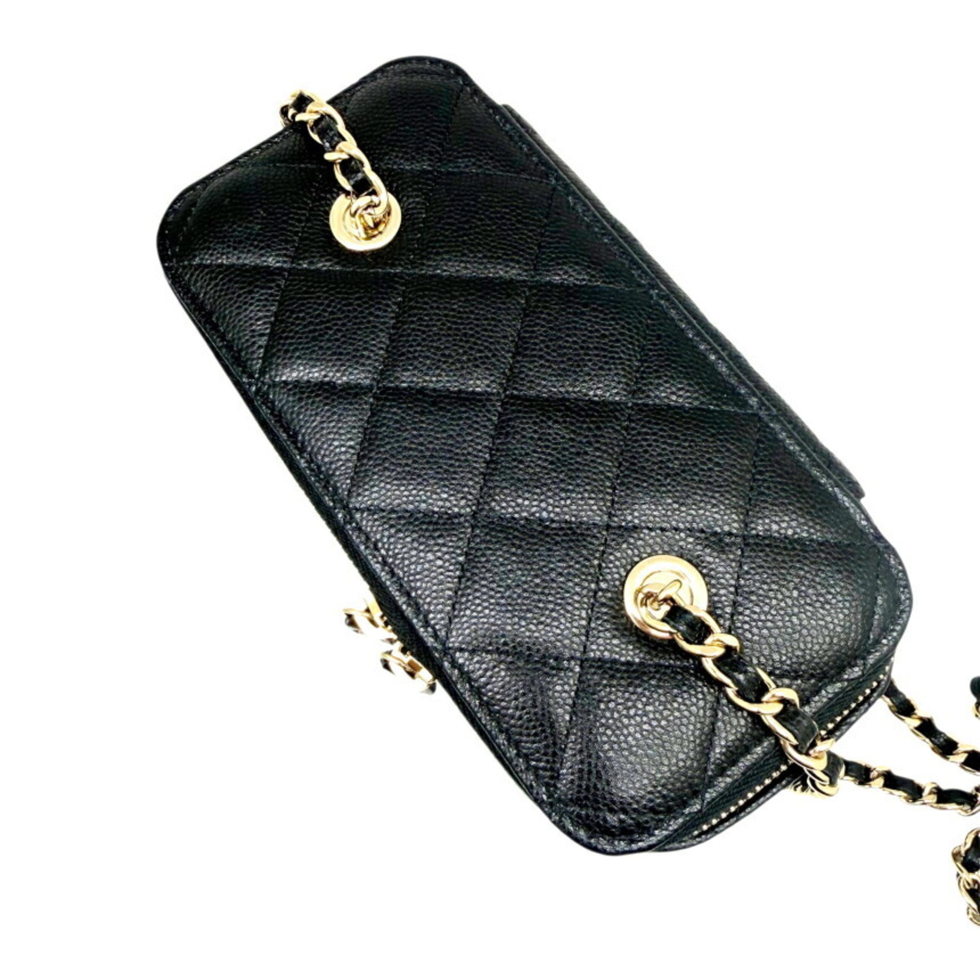 Chanel Black Grained Calfskin Shoulder Bag Vanity Bag (Pre-Owned)