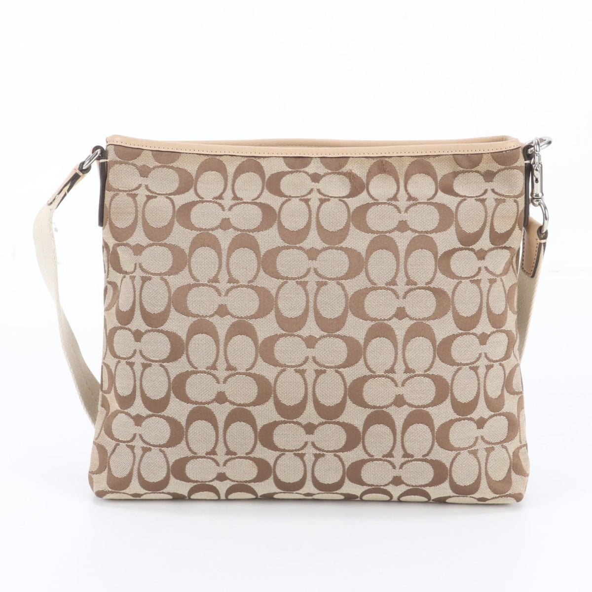 Coach Beige Leather Canvas Crossbody Bag Handbag Shoulder Bag Tote Bag (Pre-Owned)