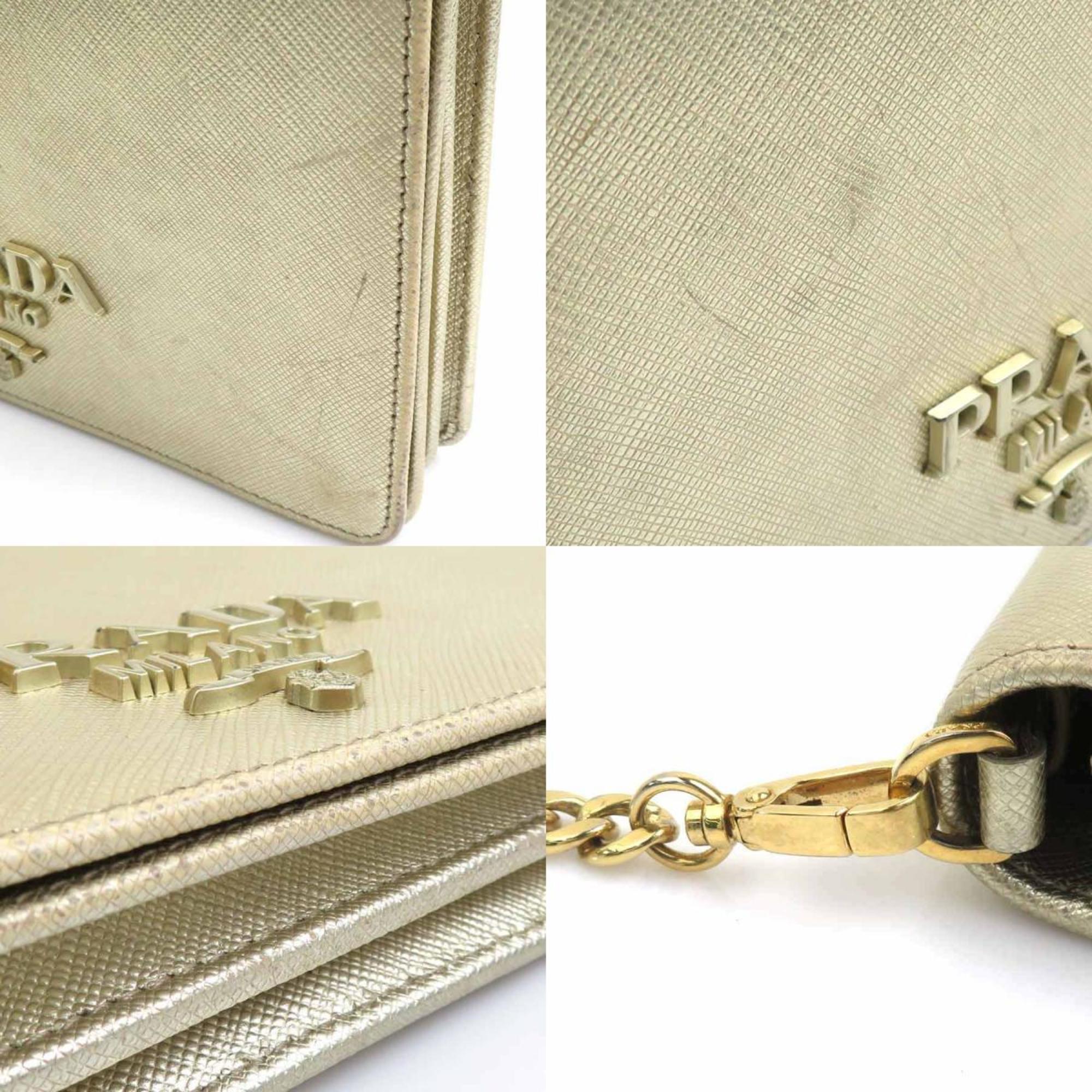 Prada Gold Leather Shoulder Bag (Pre-Owned)