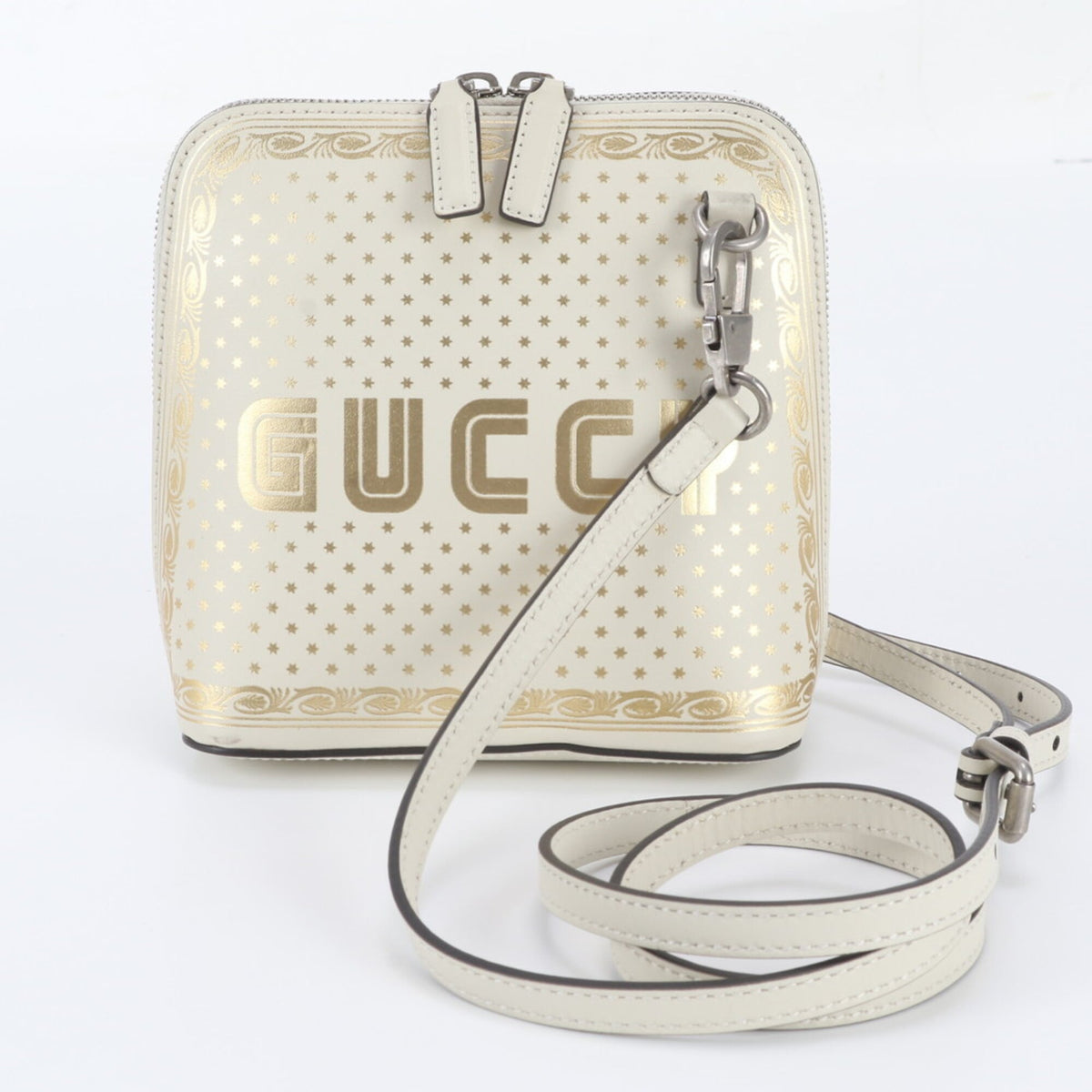 Gucci Gold Ivory Leather Shoulder Bag (Pre-Owned)