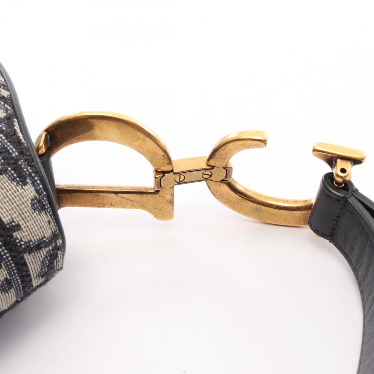 Christian Dior Beige Navy Canvas Handbag Saddle Bag (Pre-Owned)