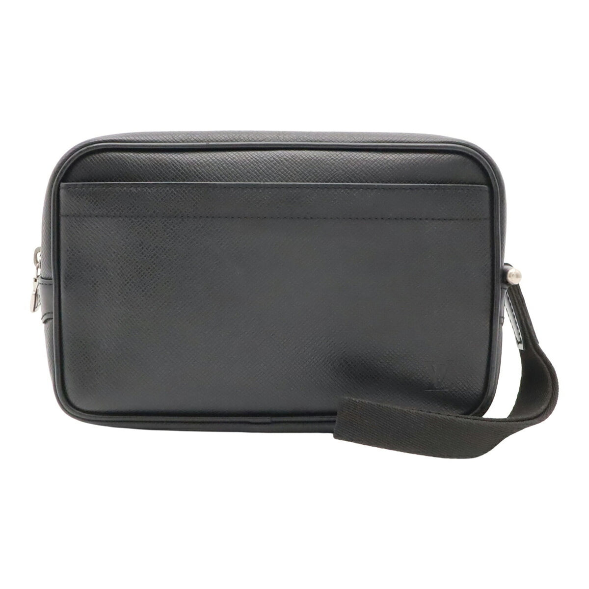 Louis Vuitton Black Leather Clutch Bag Handbag (Pre-Owned)