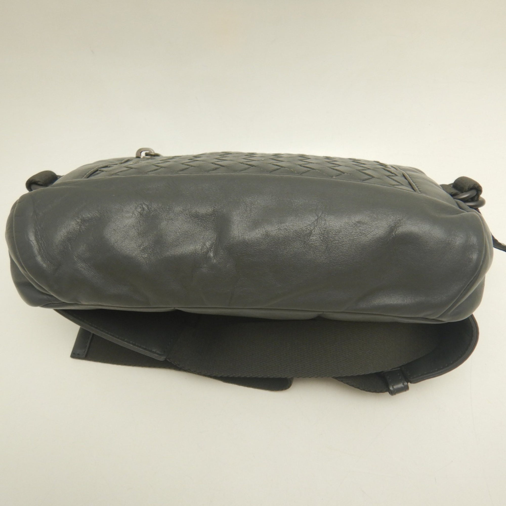 Bottega Veneta Intrecciato Dark Gray Intrecciato Fanny Pack (Pre-Owned)