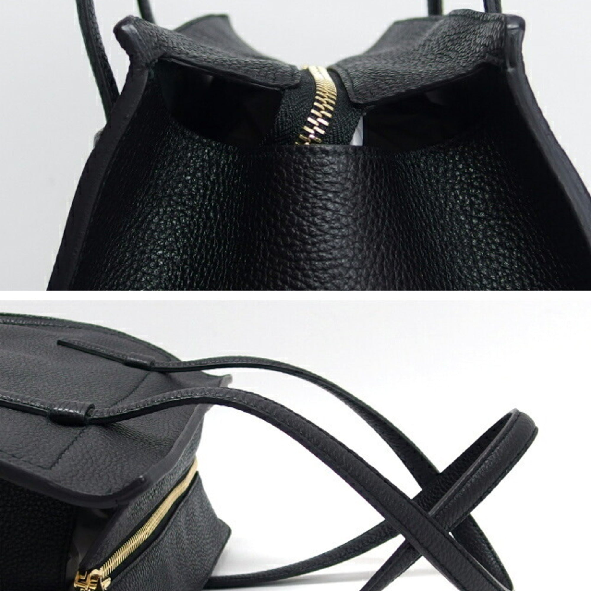 Salvatore Ferragamo Gancini Black Leather Shoulder Bag Tote Bag (Pre-Owned)