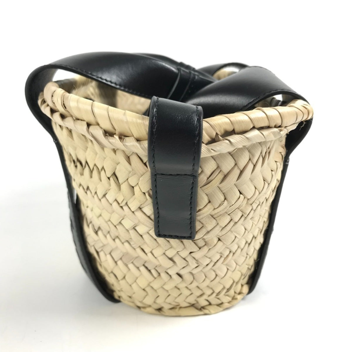 Chloé Beige Black Raffia Leather Basket Handbag Shoulder Bag Tote Bag (Pre-Owned)