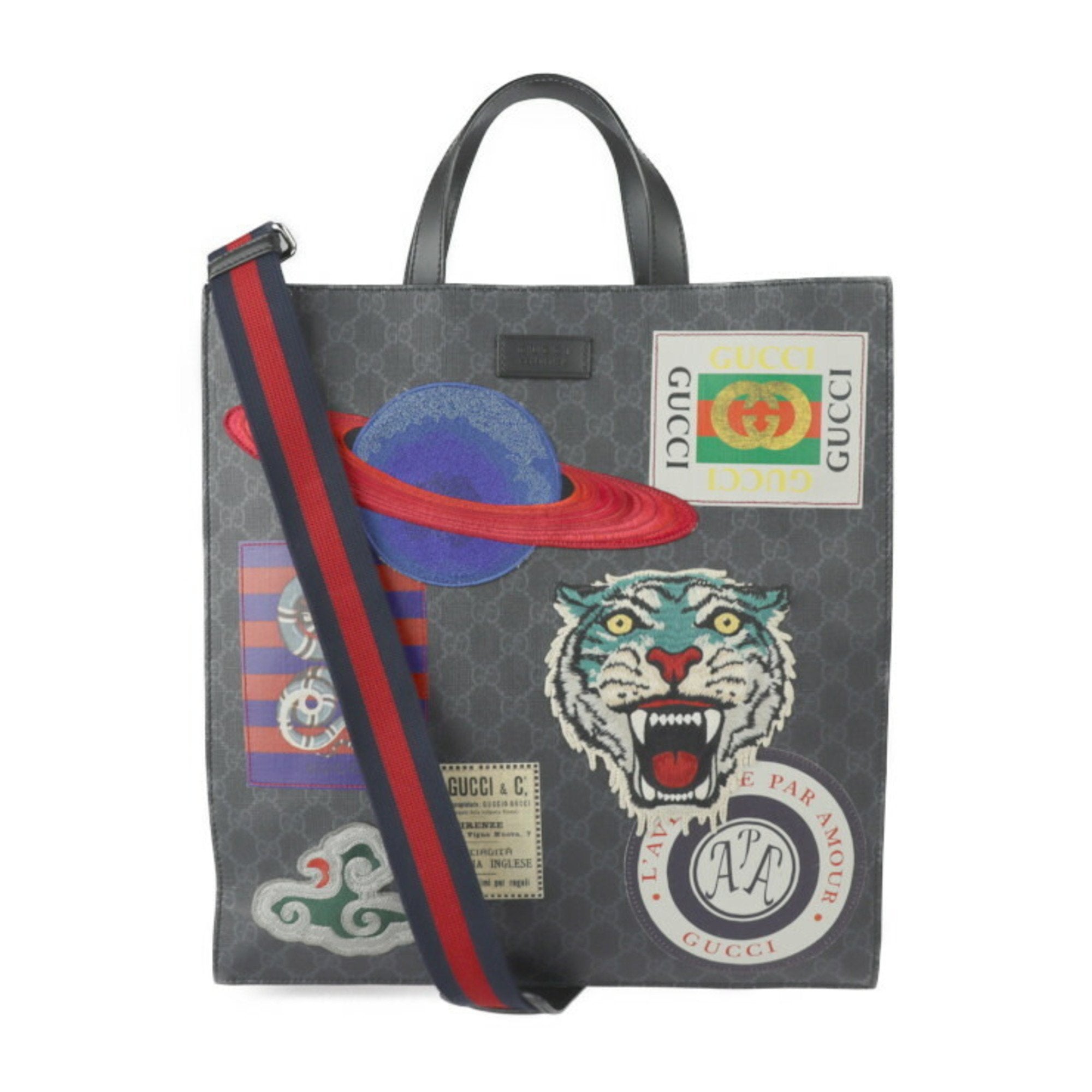 Gucci Gray Multi-Color Gg Supreme Handbag Shoulder Bag Tote Bag (Pre-Owned)