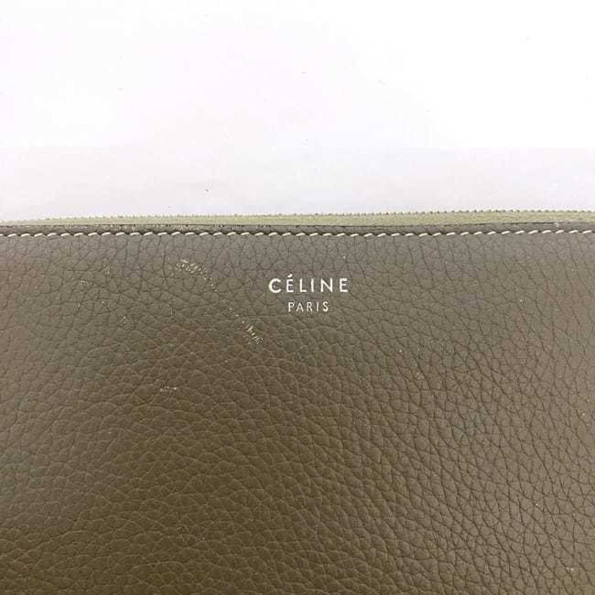 Celine Grayish Leather Long Wallet (Bi-Fold) (Pre-Owned)