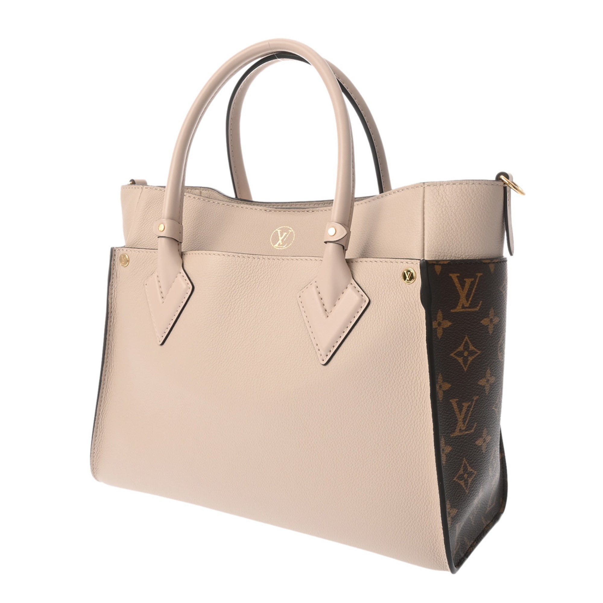 Louis Vuitton Brown Grayish Monogram Canvas Leather Handbag Tote Bag (Pre-Owned)