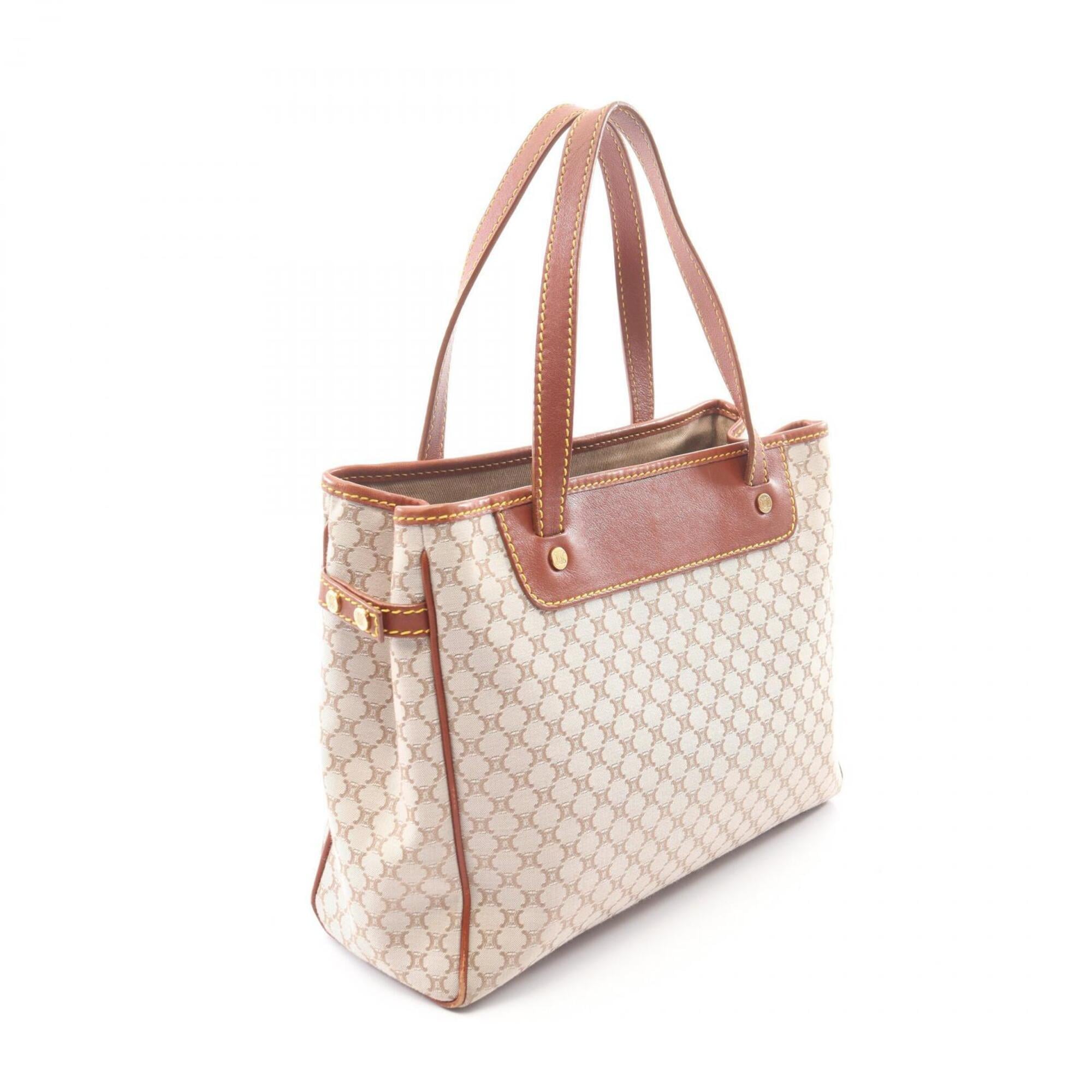 Celine Beige Brown Canvas Leather Handbag Tote Bag (Pre-Owned)