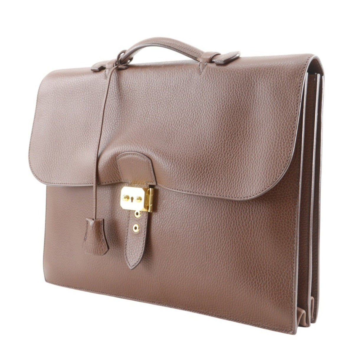 Hermes Sac A Depeche Brown Fjord Leather Briefcase (Pre-Owned)