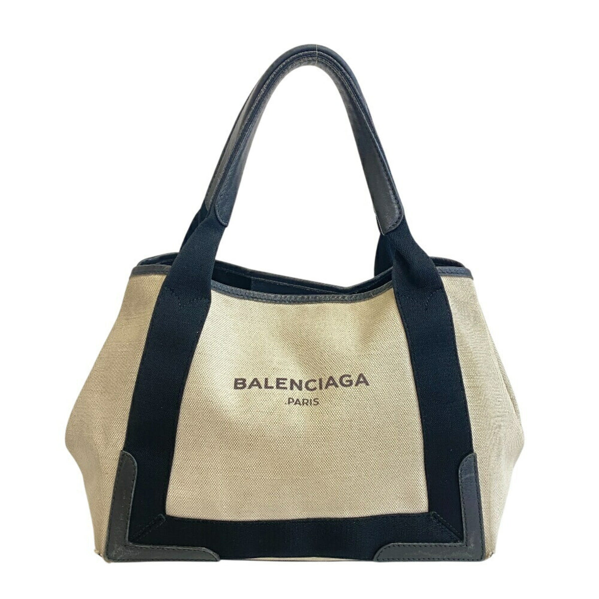 Balenciaga Black Ivory Canvas Leather Handbag (Pre-Owned)