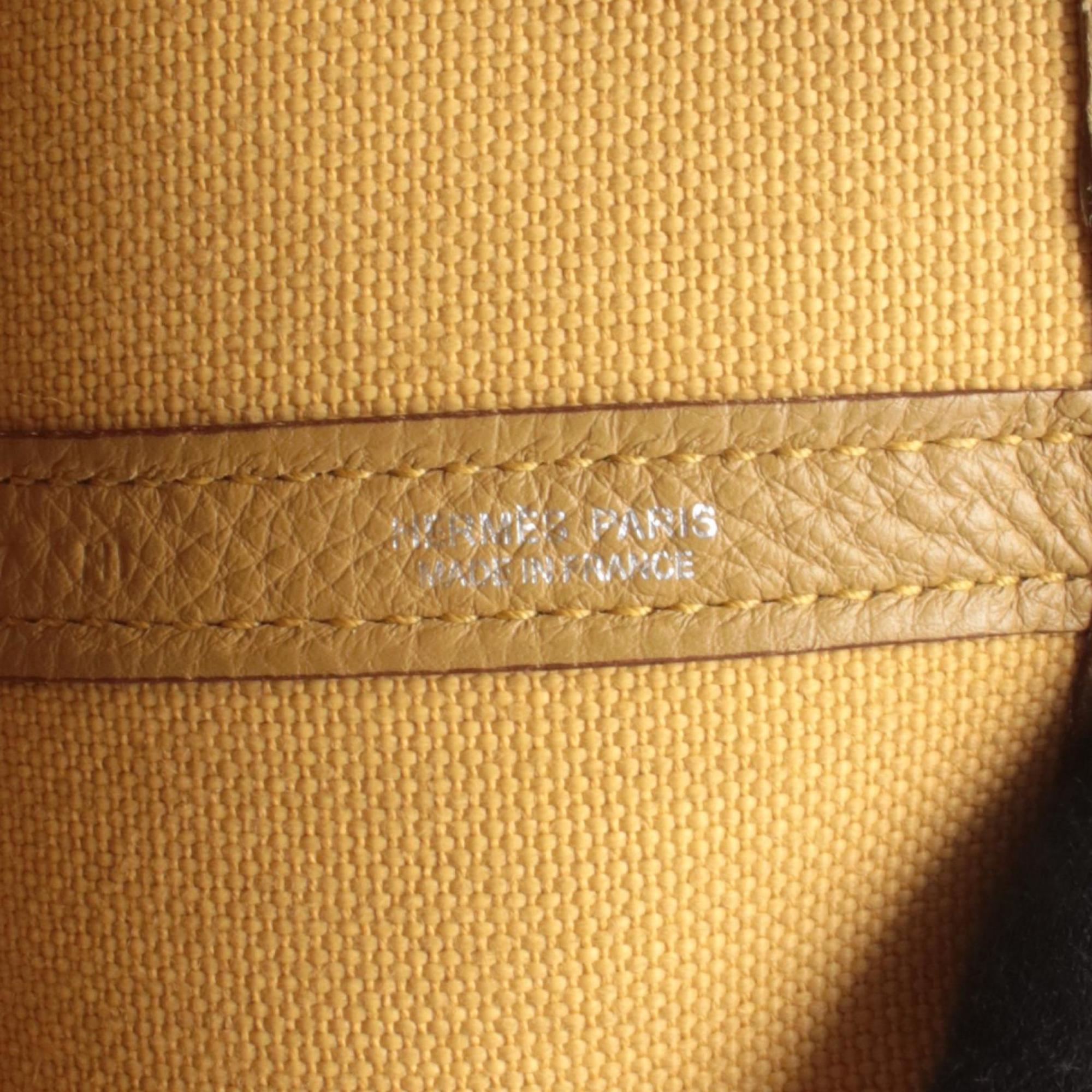 Hermes Beige Yellow Canvas Negonda Leather Toile Officier Handbag Tote Bag (Pre-Owned)