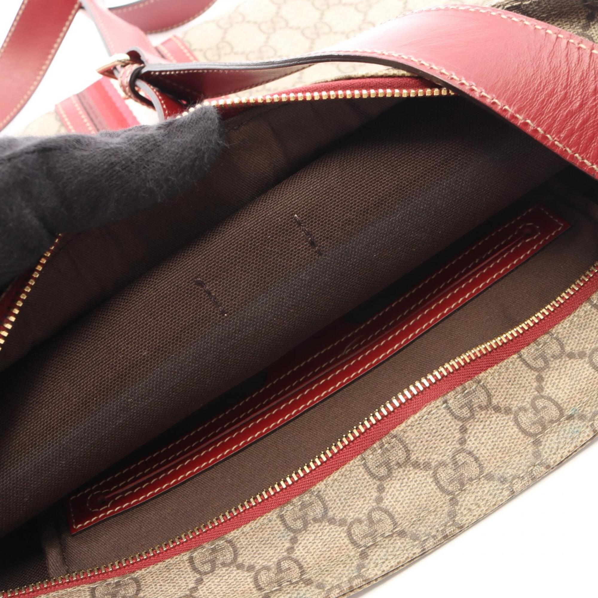 Gucci Beige Red Color Pvc Leather Handbag Shoulder Bag (Pre-Owned)