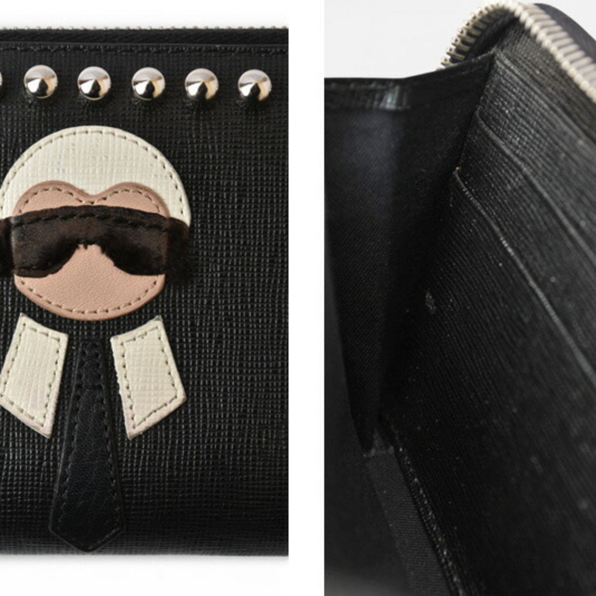 Fendi Black Leather Long Wallet (Bi-Fold) (Pre-Owned)