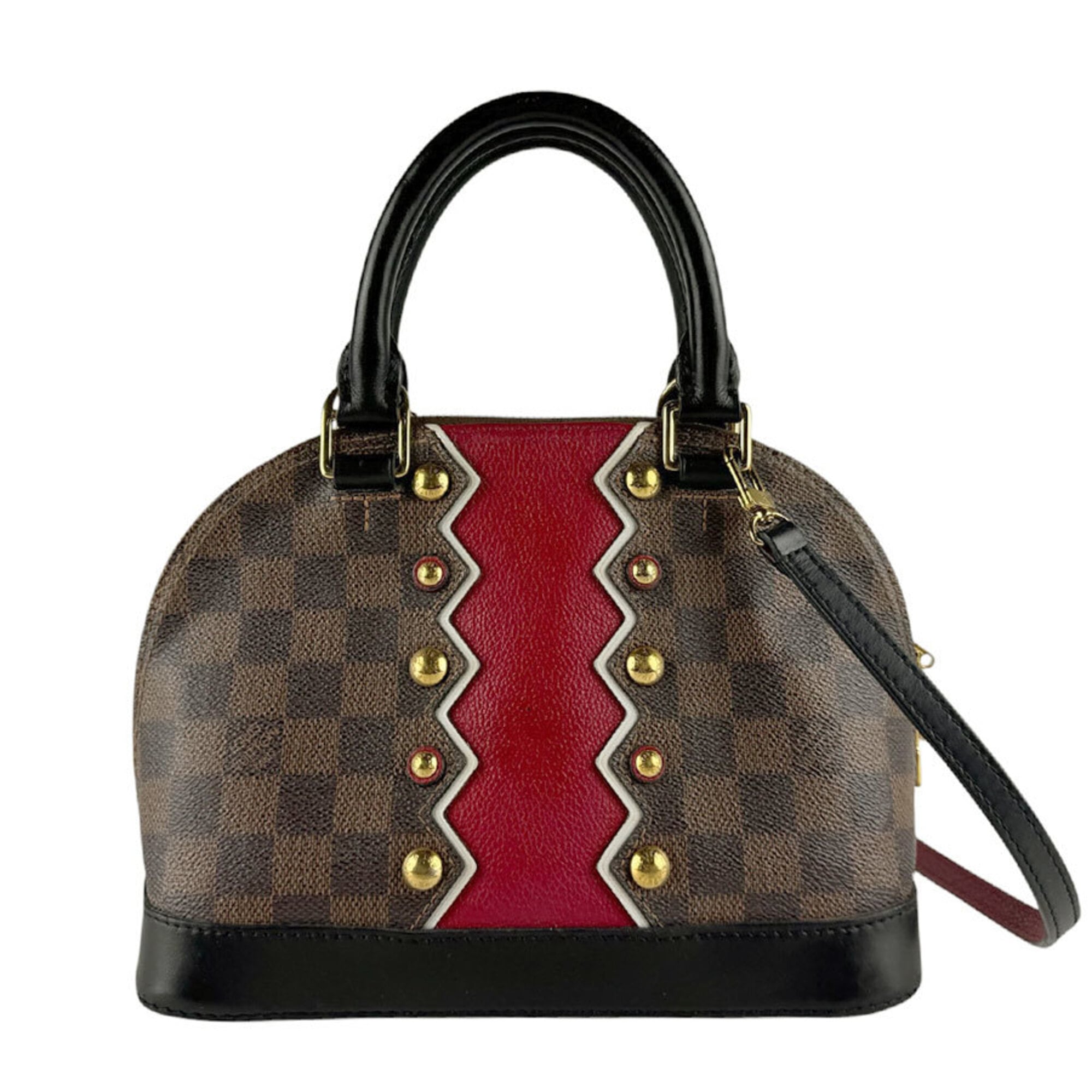 Louis Vuitton Black Brown Red Color Damier Canvas Handbag Shoulder Bag (Pre-Owned)