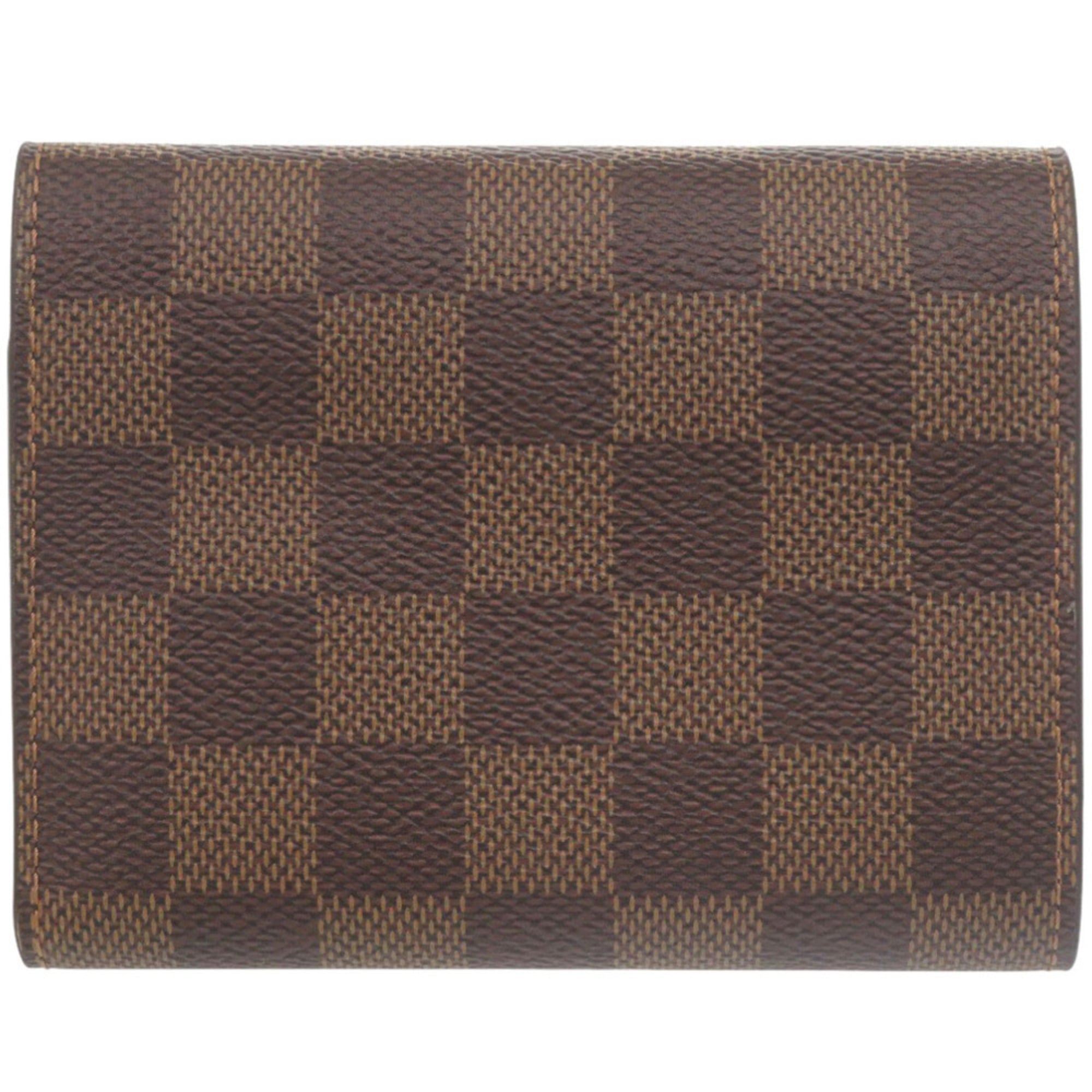 Louis Vuitton Brown Damier Canvas Red Color Damier Canvas Wallet (Tri-Fold) (Pre-Owned)