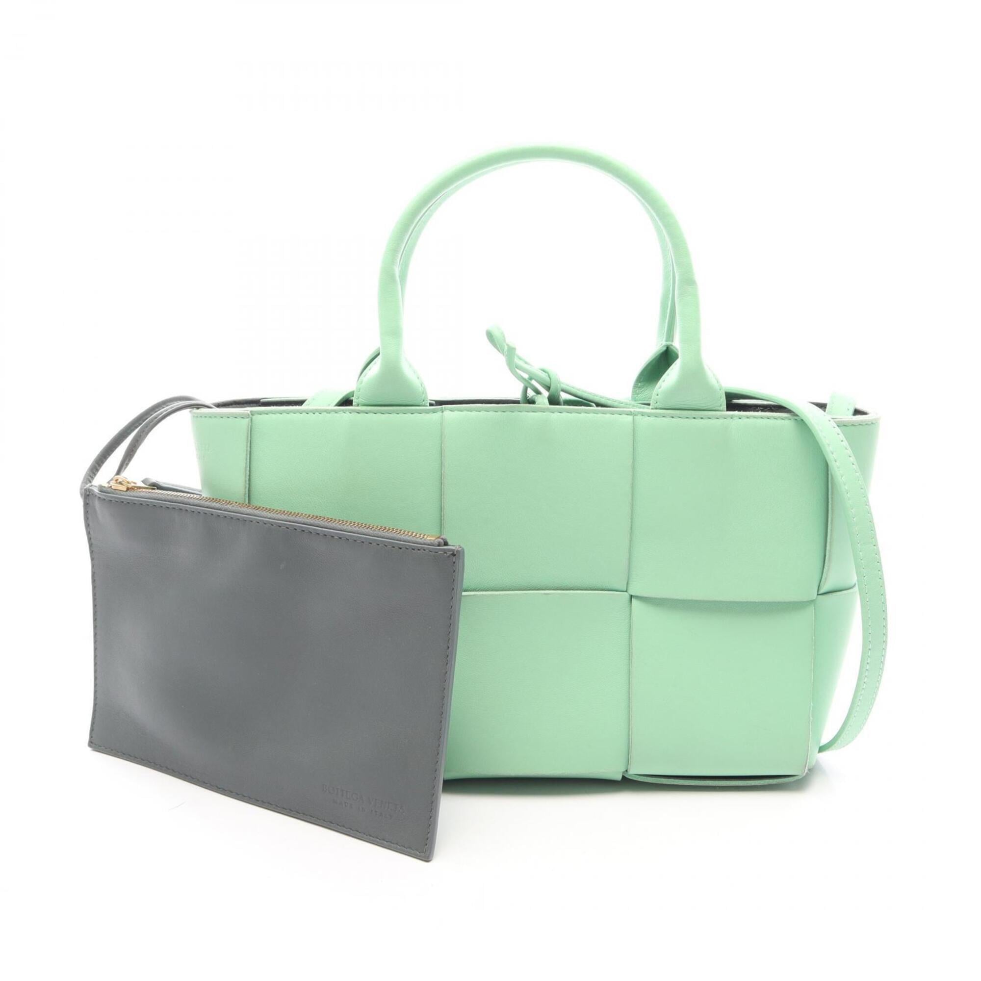 Bottega Veneta Green Leather Handbag Pouch Tote Bag (Pre-Owned)
