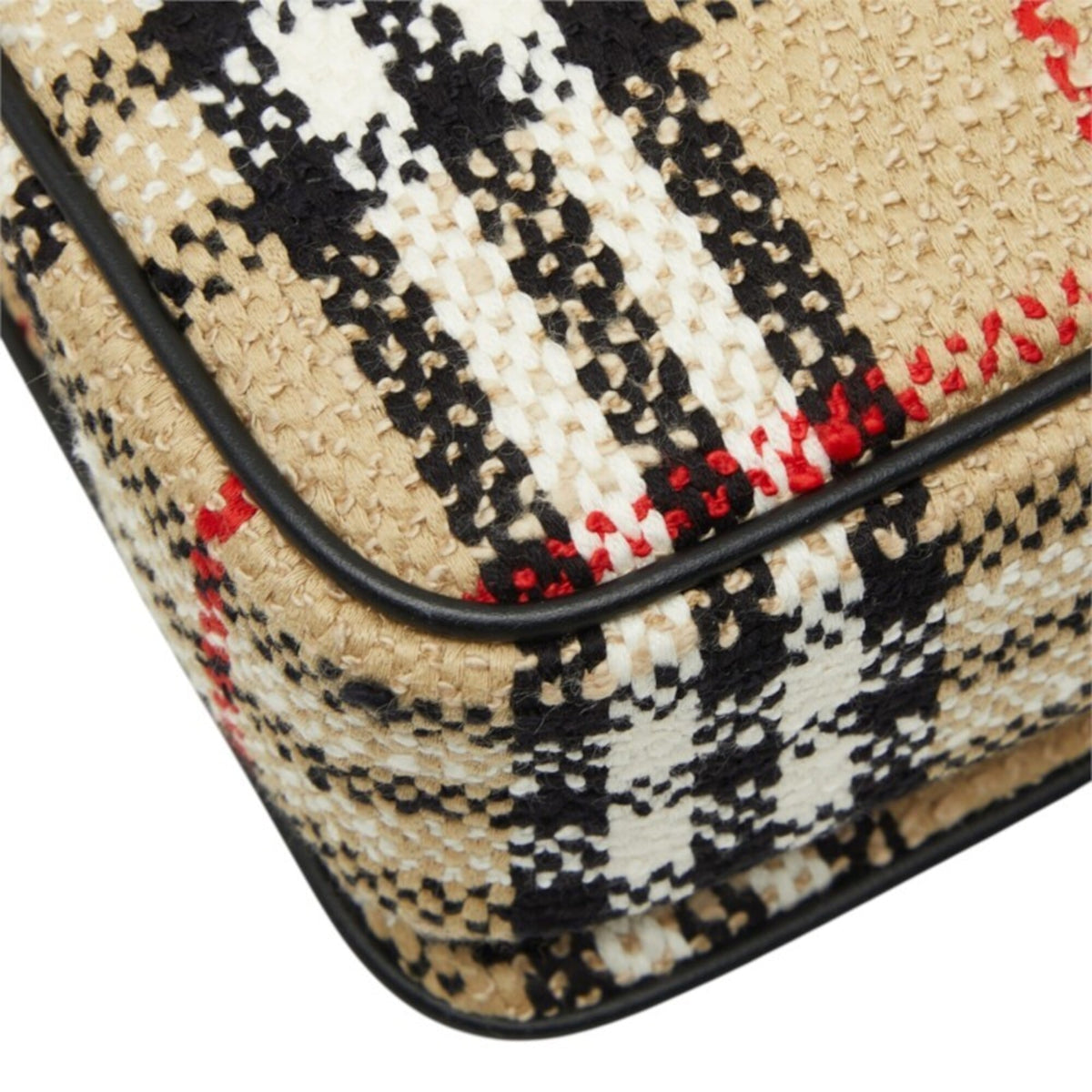 Burberry Beige Tweed Leather Shoulder Bag (Pre-Owned)