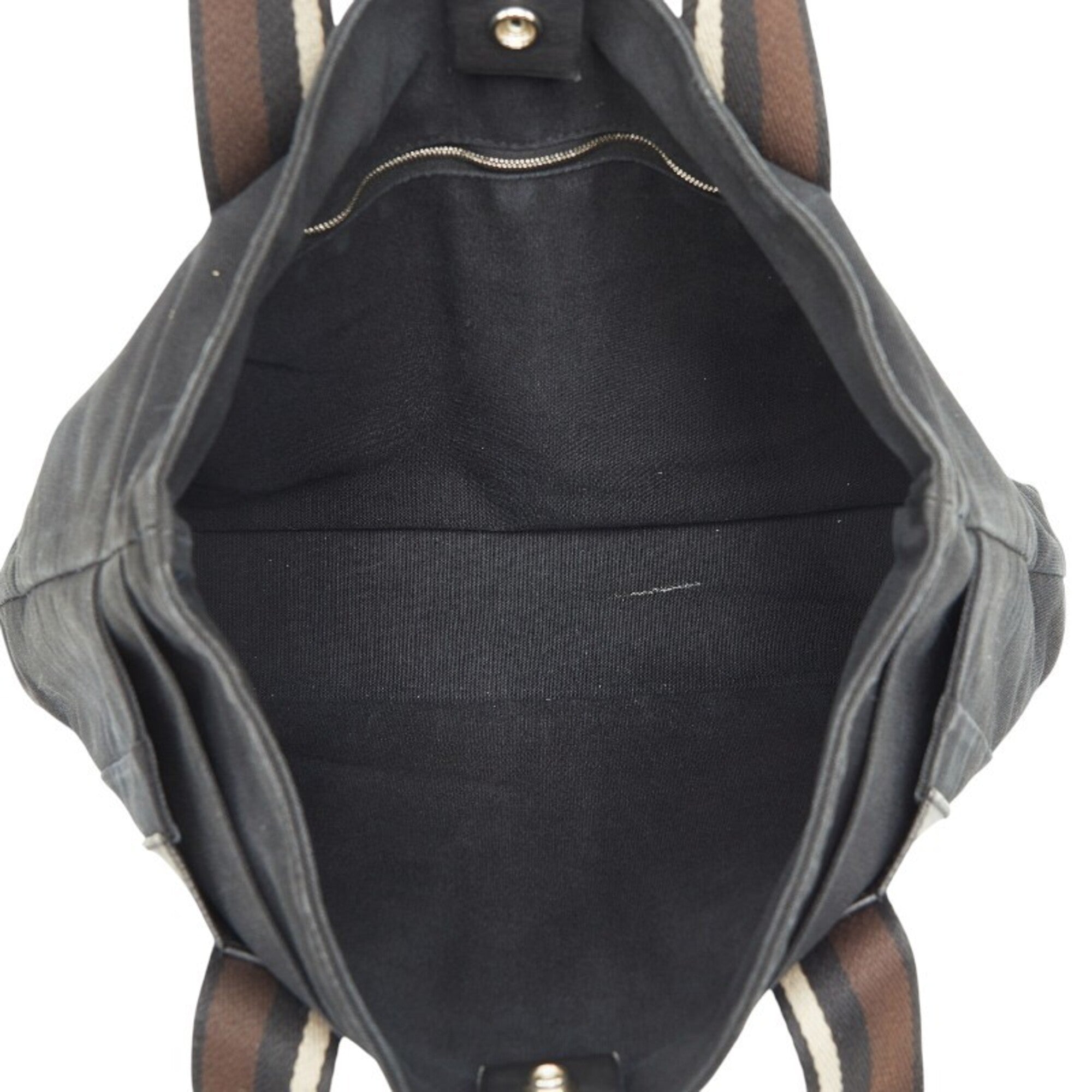 Hermes Black Canvas Leather Tote Bag (Pre-Owned)