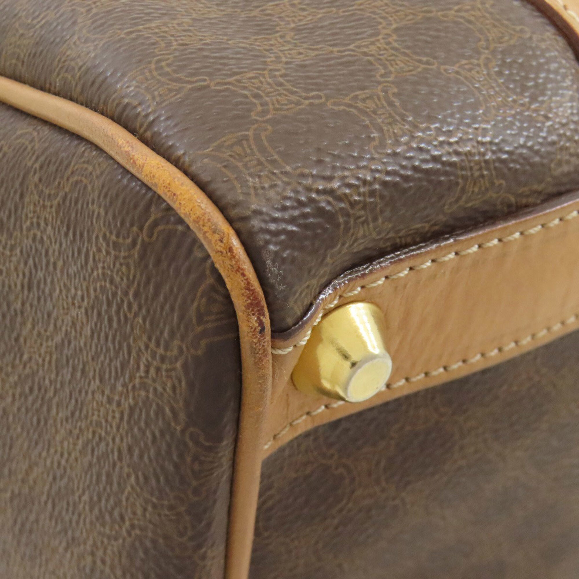 Celine Brown Pvc Leather Boston Bag Handbag (Pre-Owned)