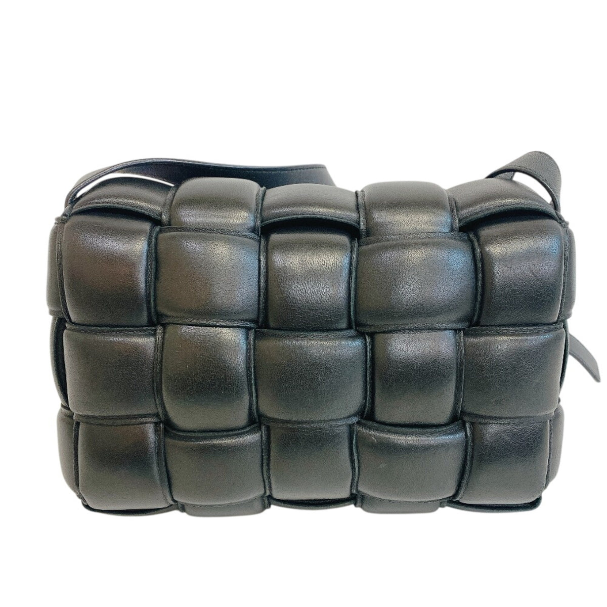 Bottega Veneta Intrecciato Black Leather Shoulder Bag (Pre-Owned)