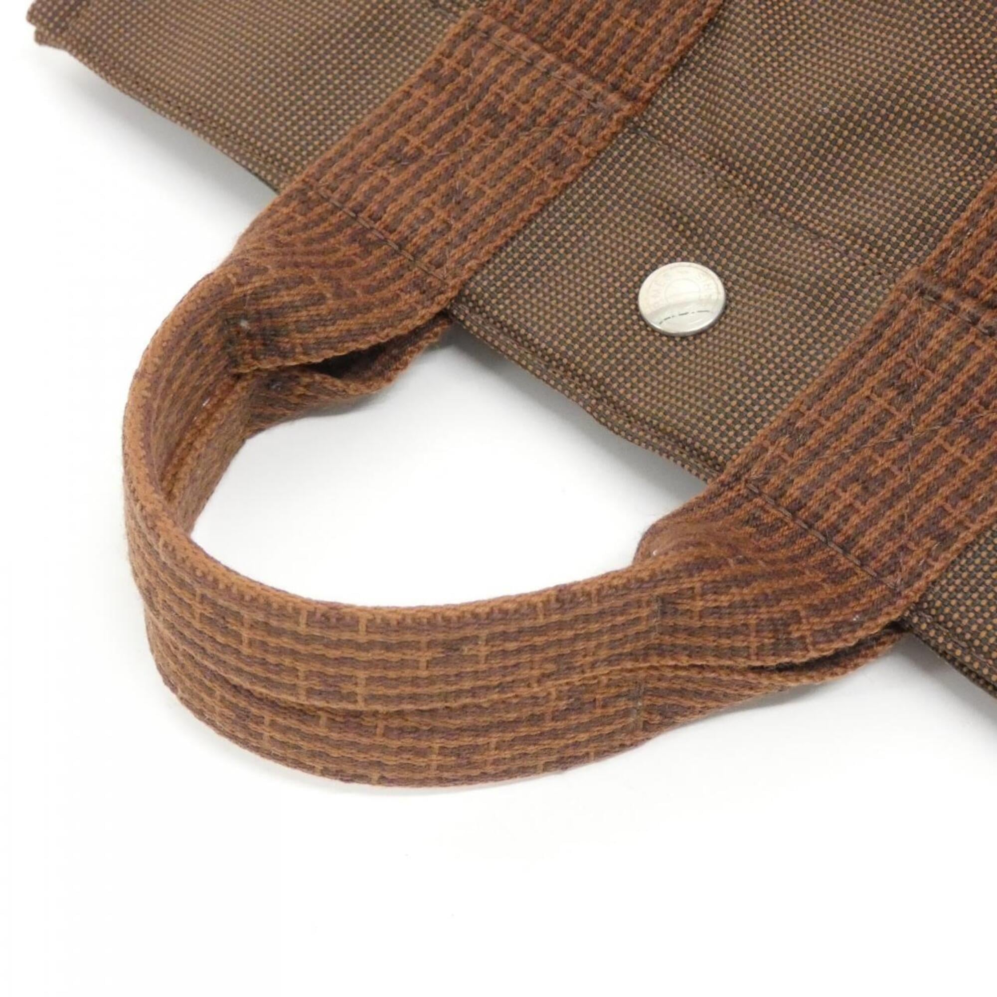 Hermes Brown Canvas Handbag (Pre-Owned)