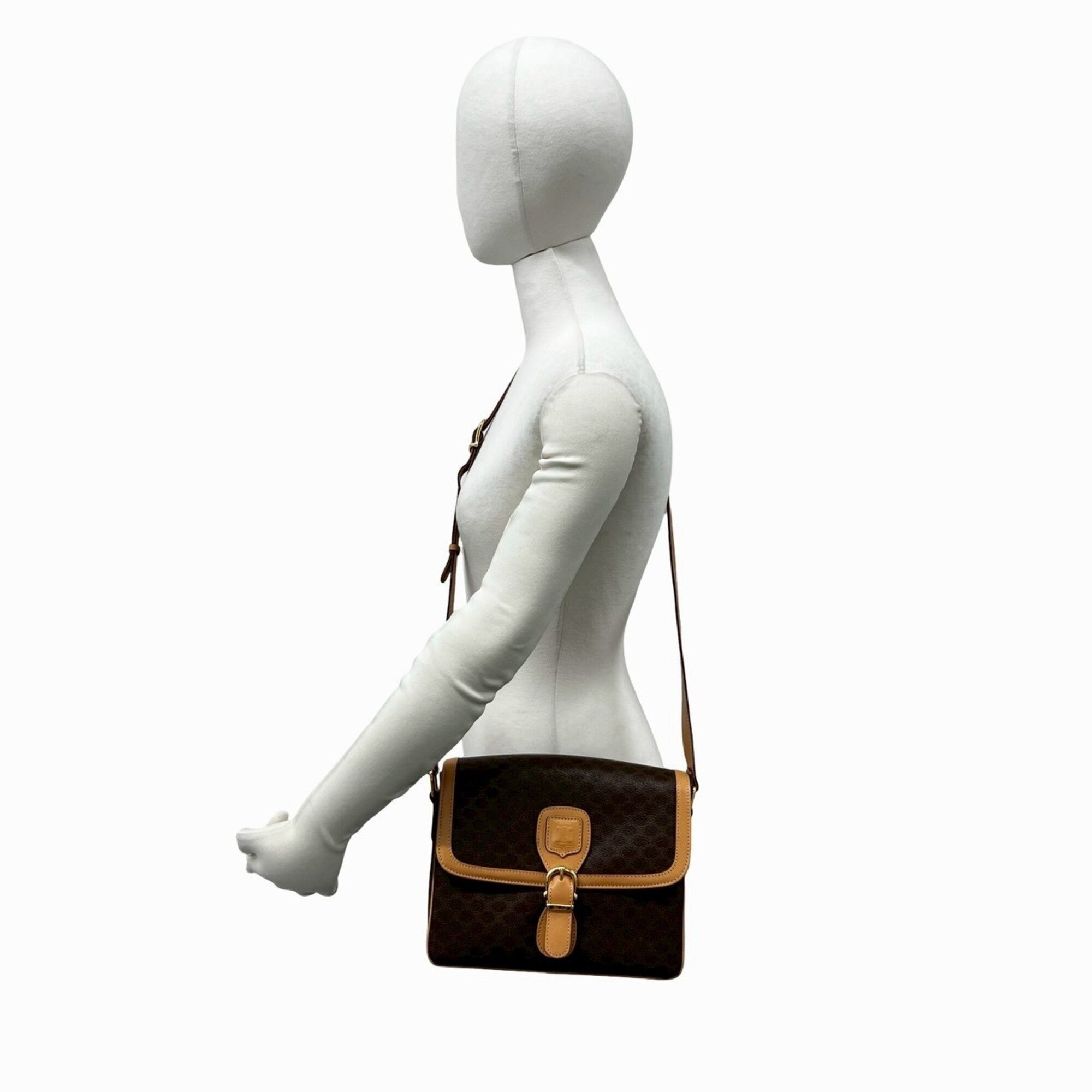 Celine Brown Leather Pvc Pochette Shoulder Bag (Pre-Owned)