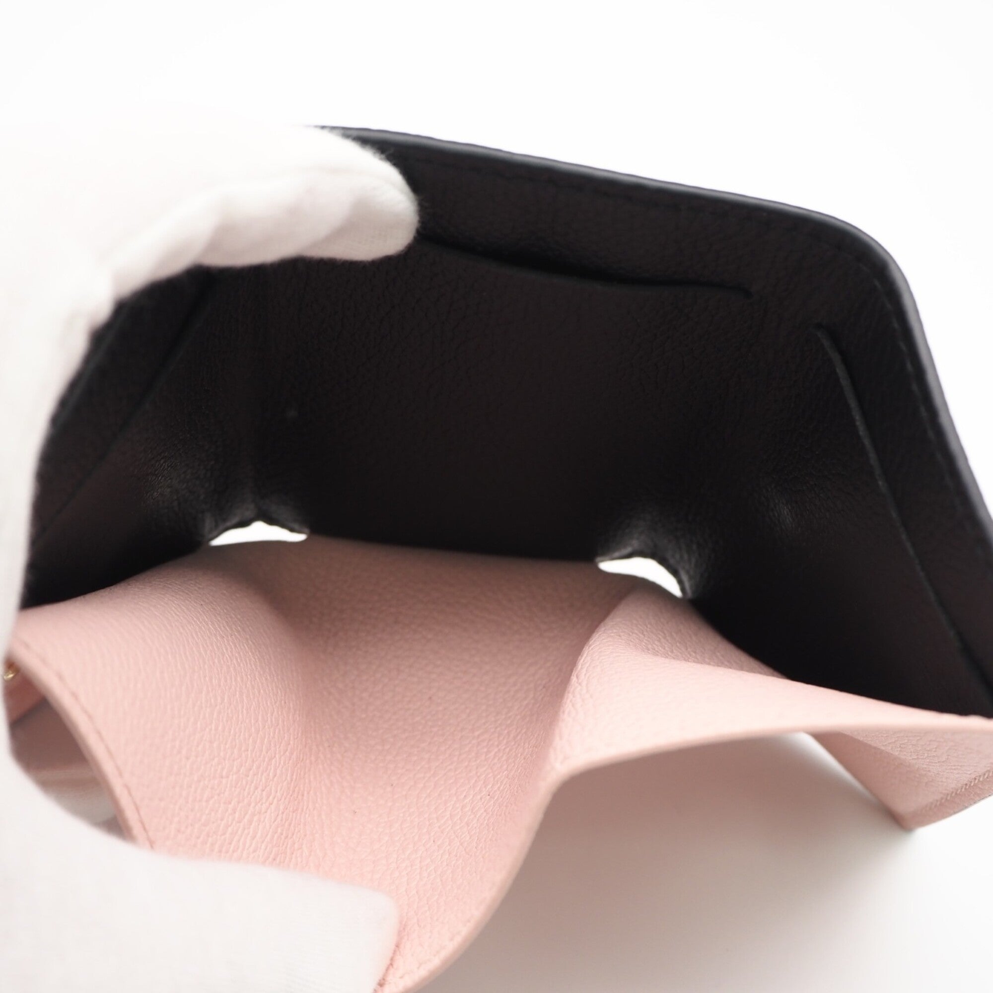 Louis Vuitton Beige Black Pink Leather Wallet (Tri-Fold) (Pre-Owned)