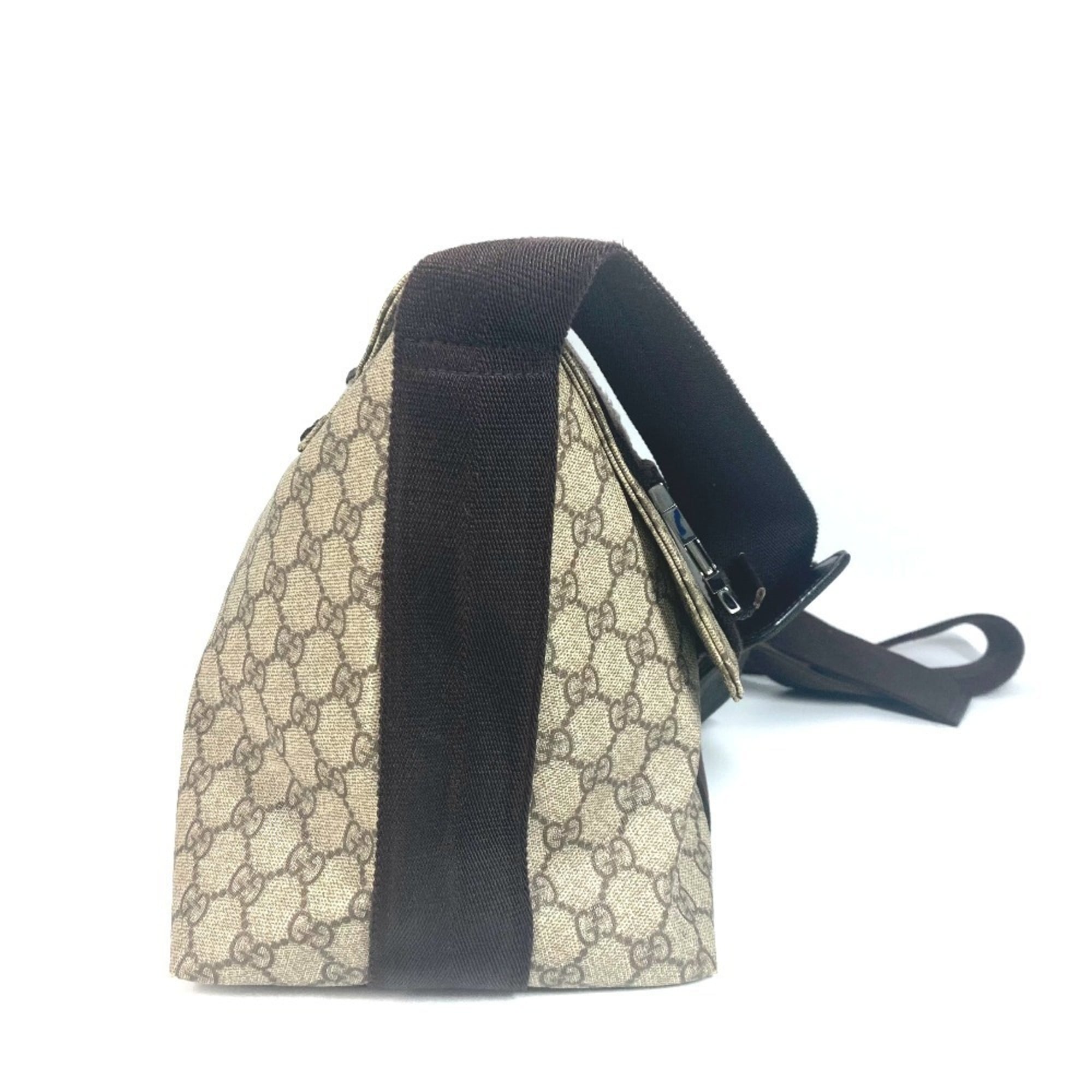 Gucci Gg Plus Beige Dark Brown Gg Supreme Leather Messenger Bag Shoulder Bag (Pre-Owned)