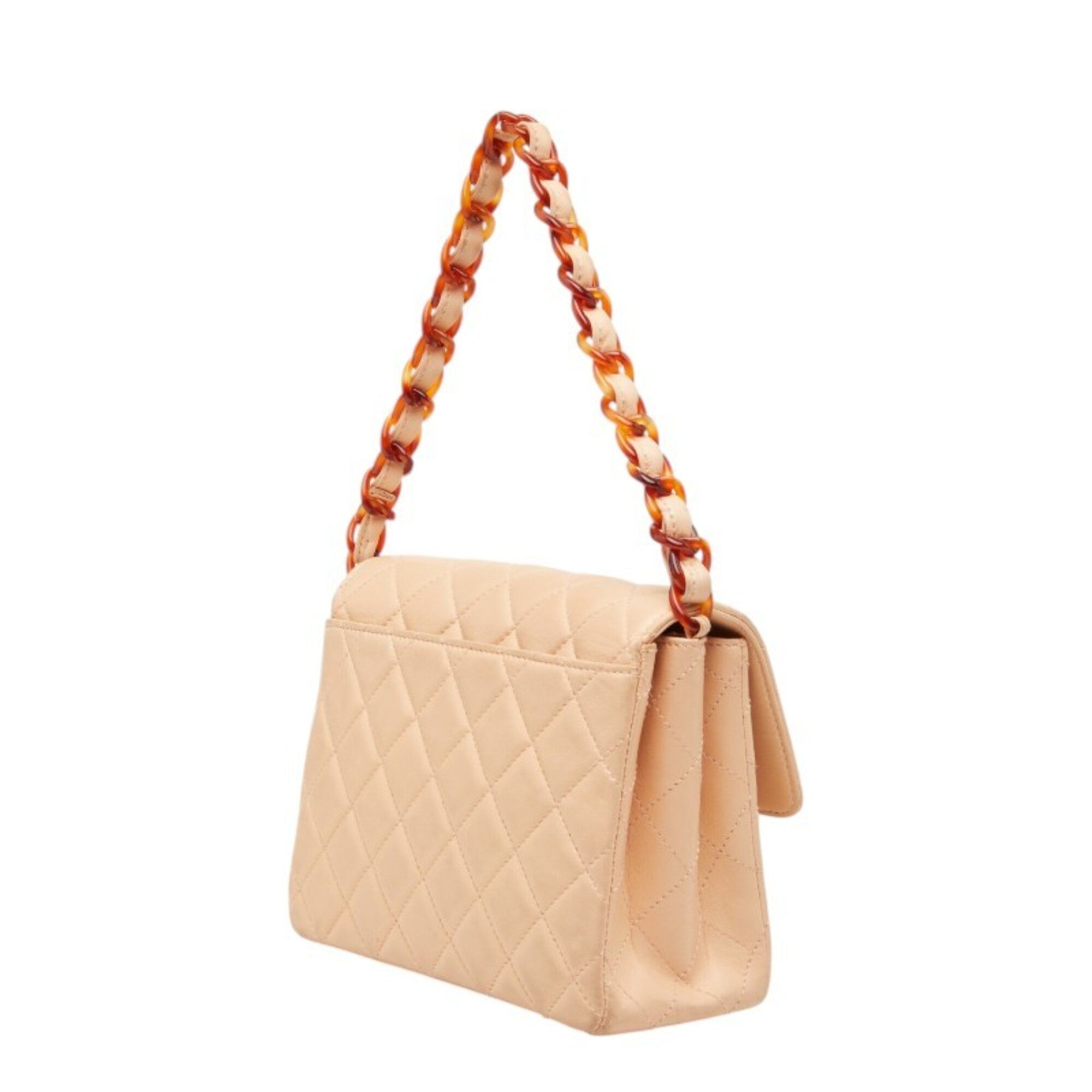 Chanel Beige Pink Leather Plastic Handbag Shoulder Bag (Pre-Owned)