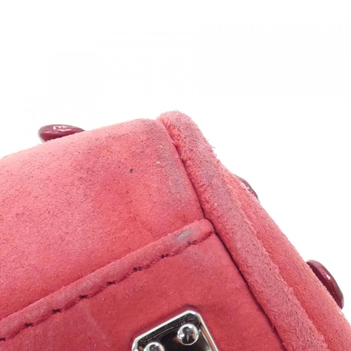 Loewe Red Color White Suede Handbag (Pre-Owned)