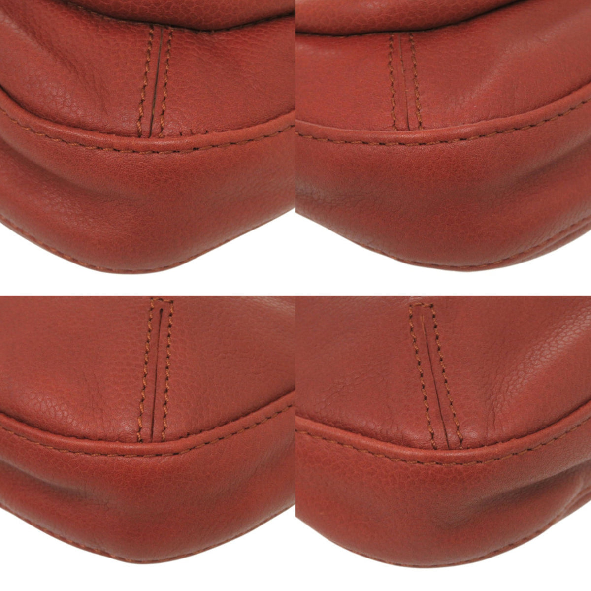 Longchamp Red Color Leather Shoulder Bag (Pre-Owned)