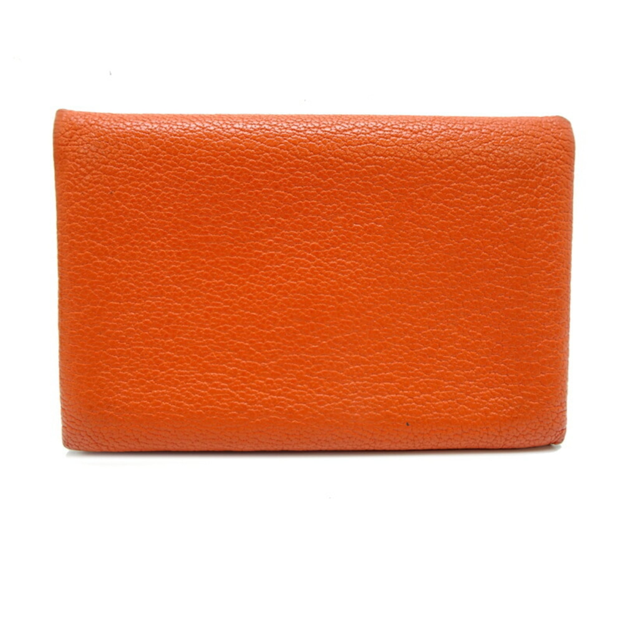 Hermes Orange Chevre Leather Coin Purse/Coin Case (Pre-Owned)