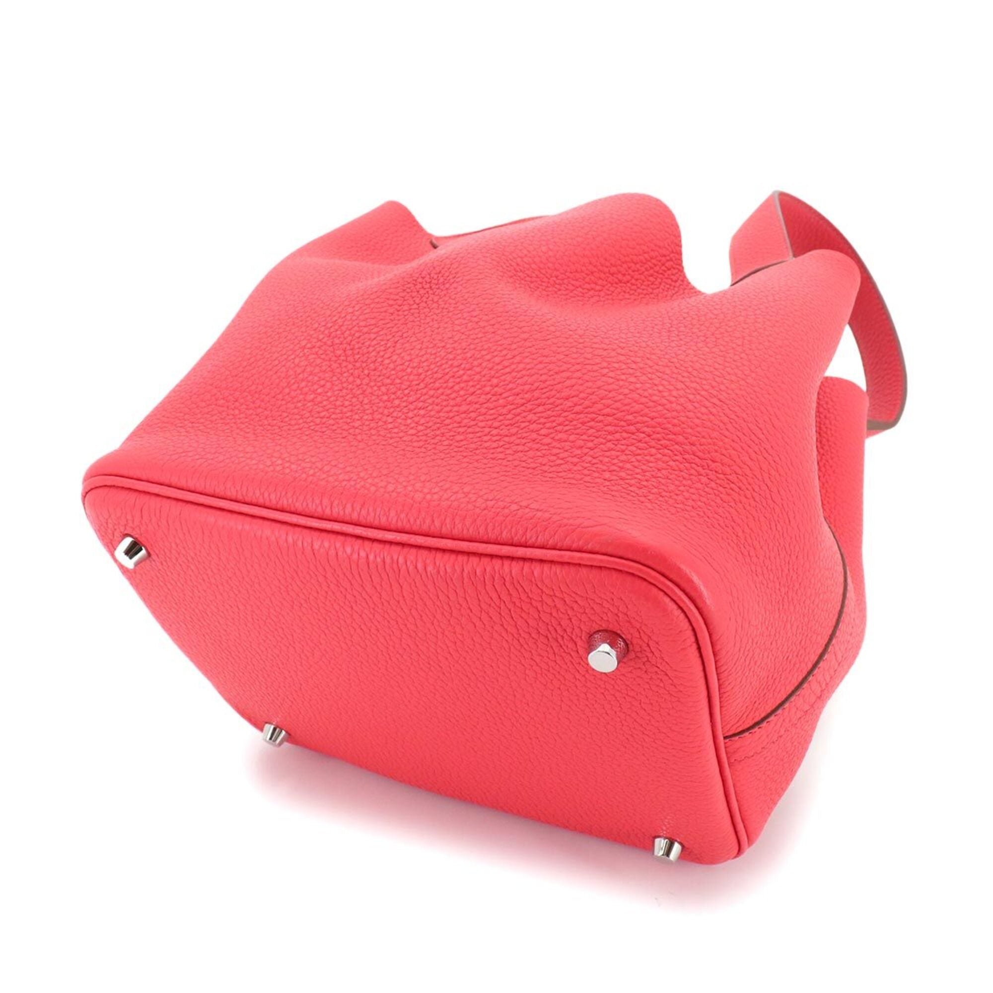 Hermes Red Color Taurillon Clemence Leather Handbag (Pre-Owned)
