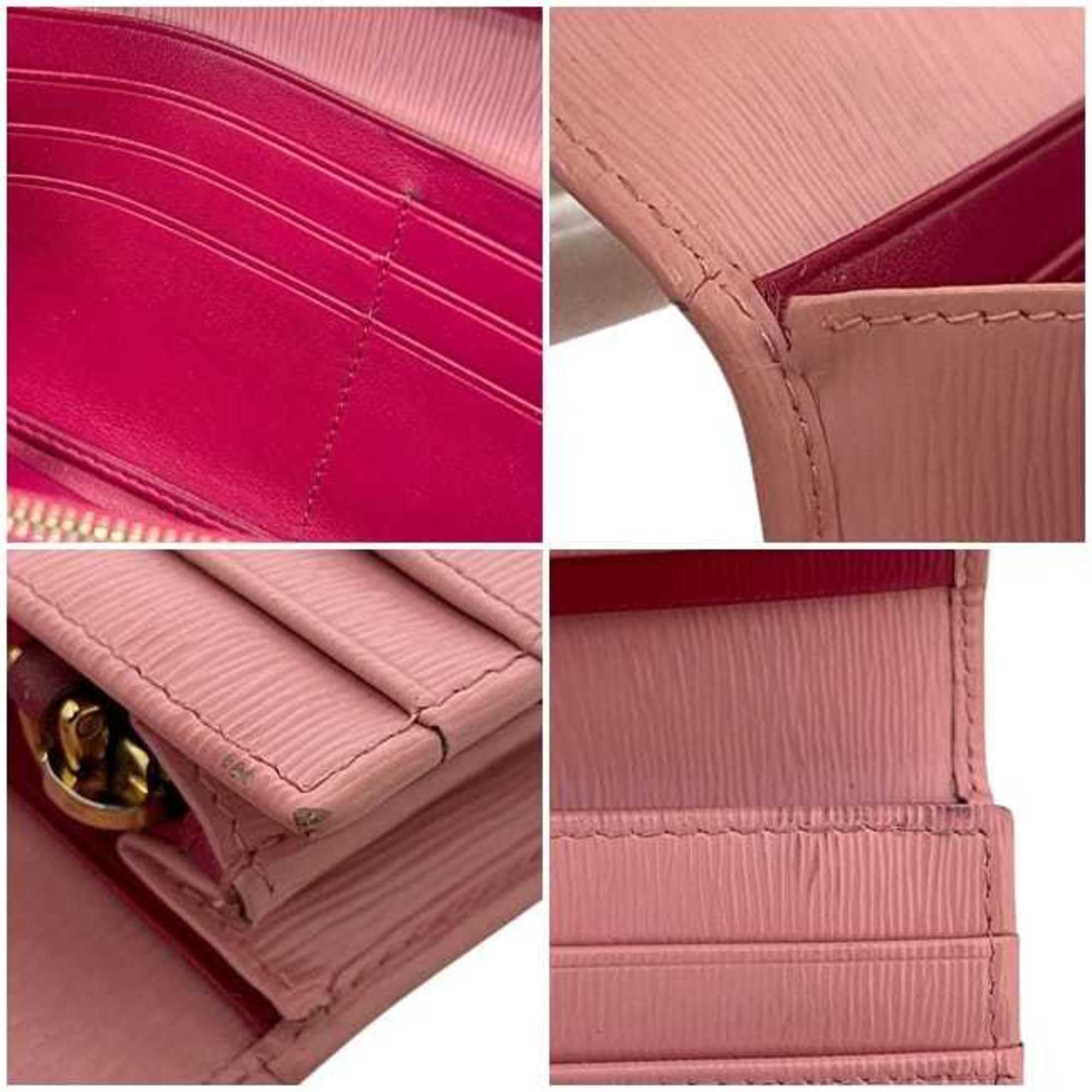 Prada Pink Leather Long Wallet (Bi-Fold) (Pre-Owned)