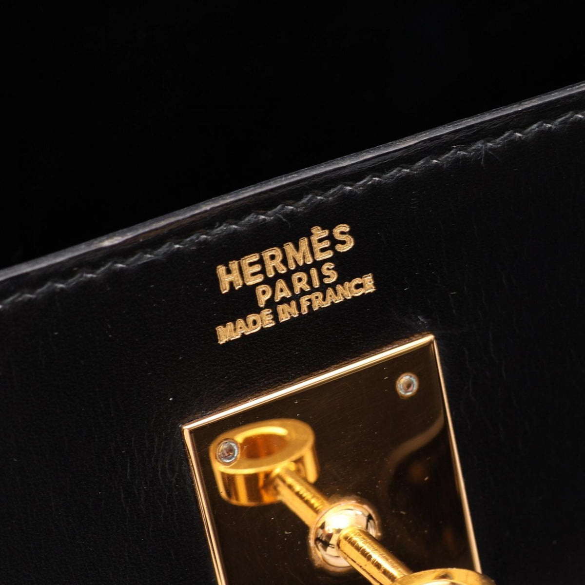 Hermes Black Box Calf Leather Leather Handbag (Pre-Owned)