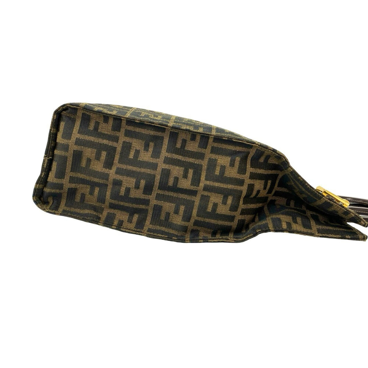 Fendi Black Brown Canvas Leather Handbag Tote Bag (Pre-Owned)