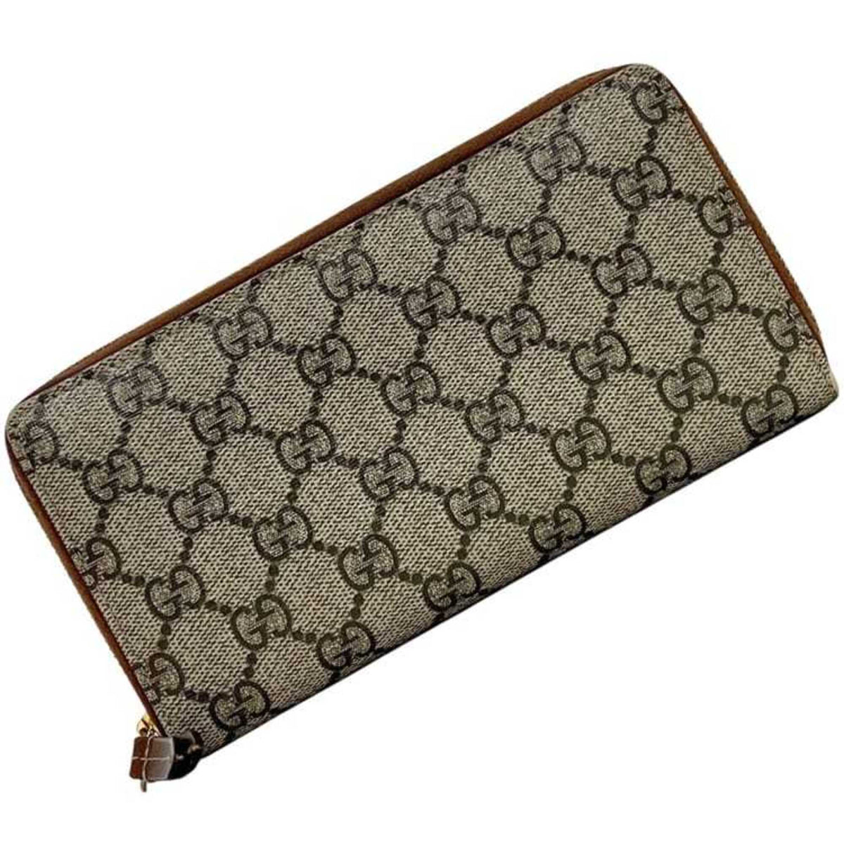 Gucci Beige Brown Pvc Leather Long Wallet (Bi-Fold) (Pre-Owned)