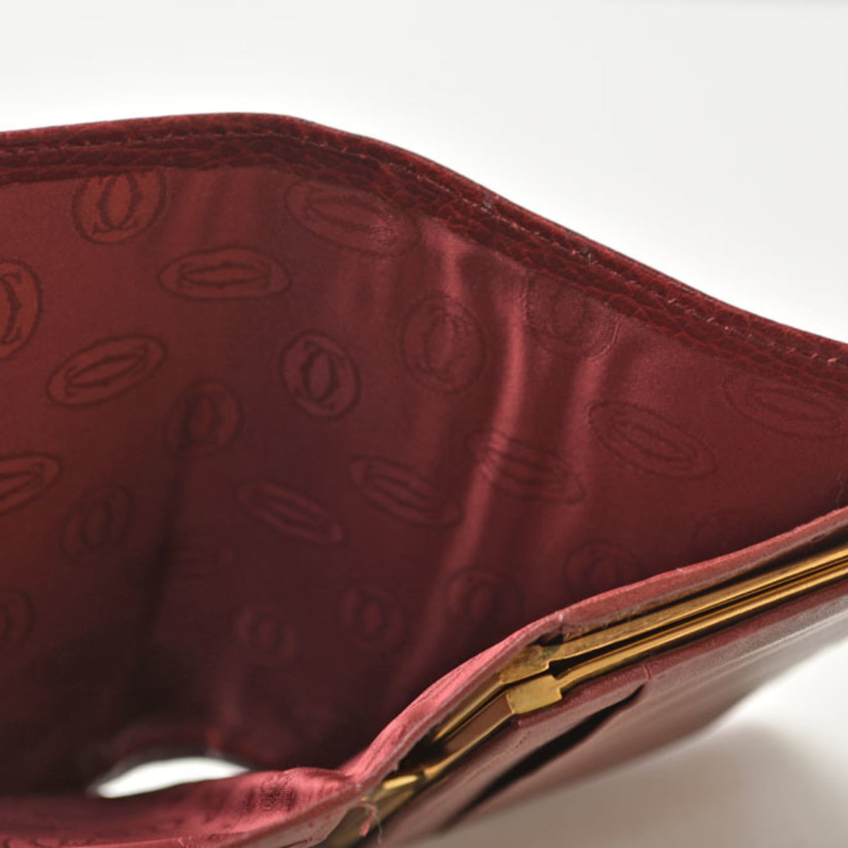 Cartier Bordeaux Leather Wallet (Tri-Fold) (Pre-Owned)