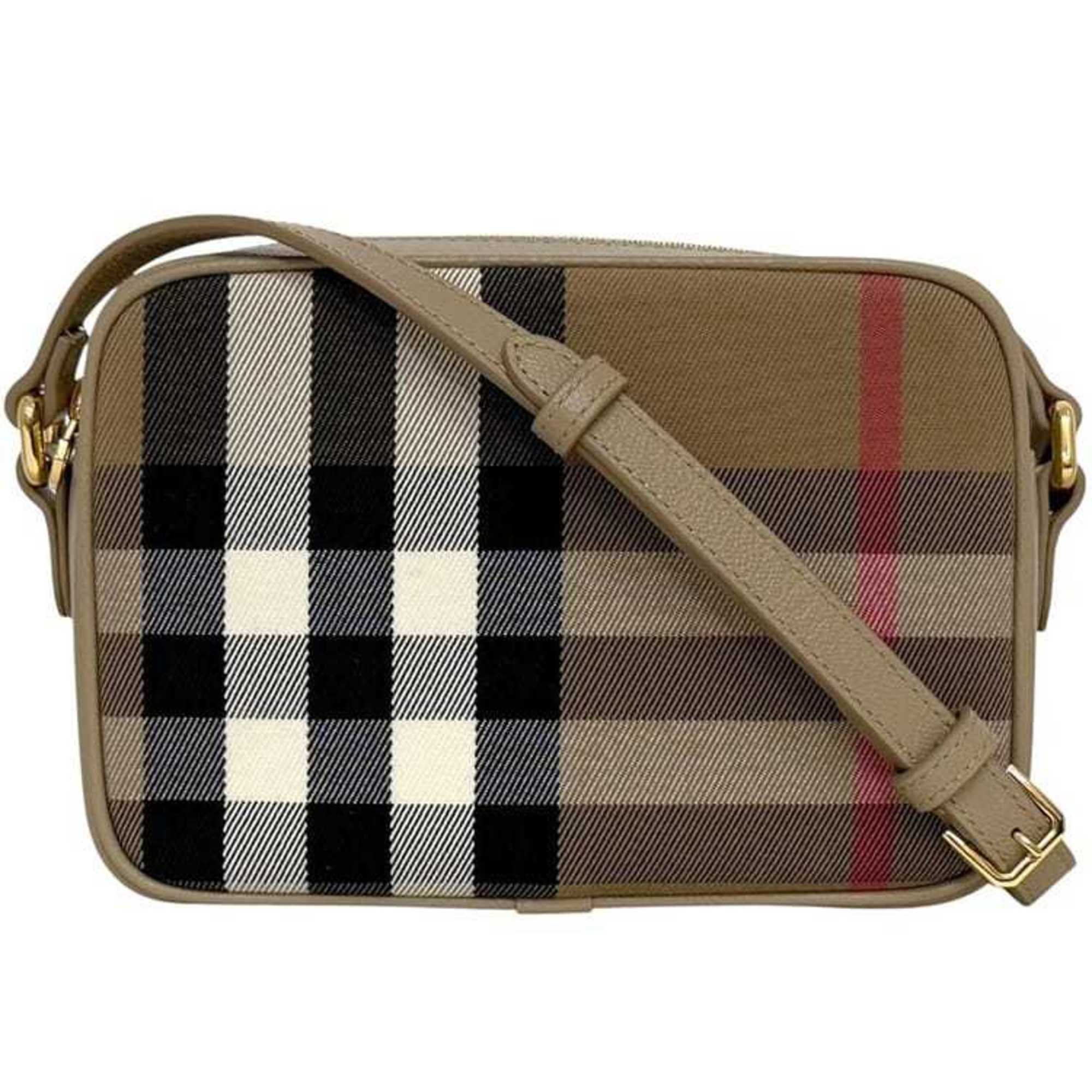 Burberry Beige Canvas Leather Shoulder Bag (Pre-Owned)