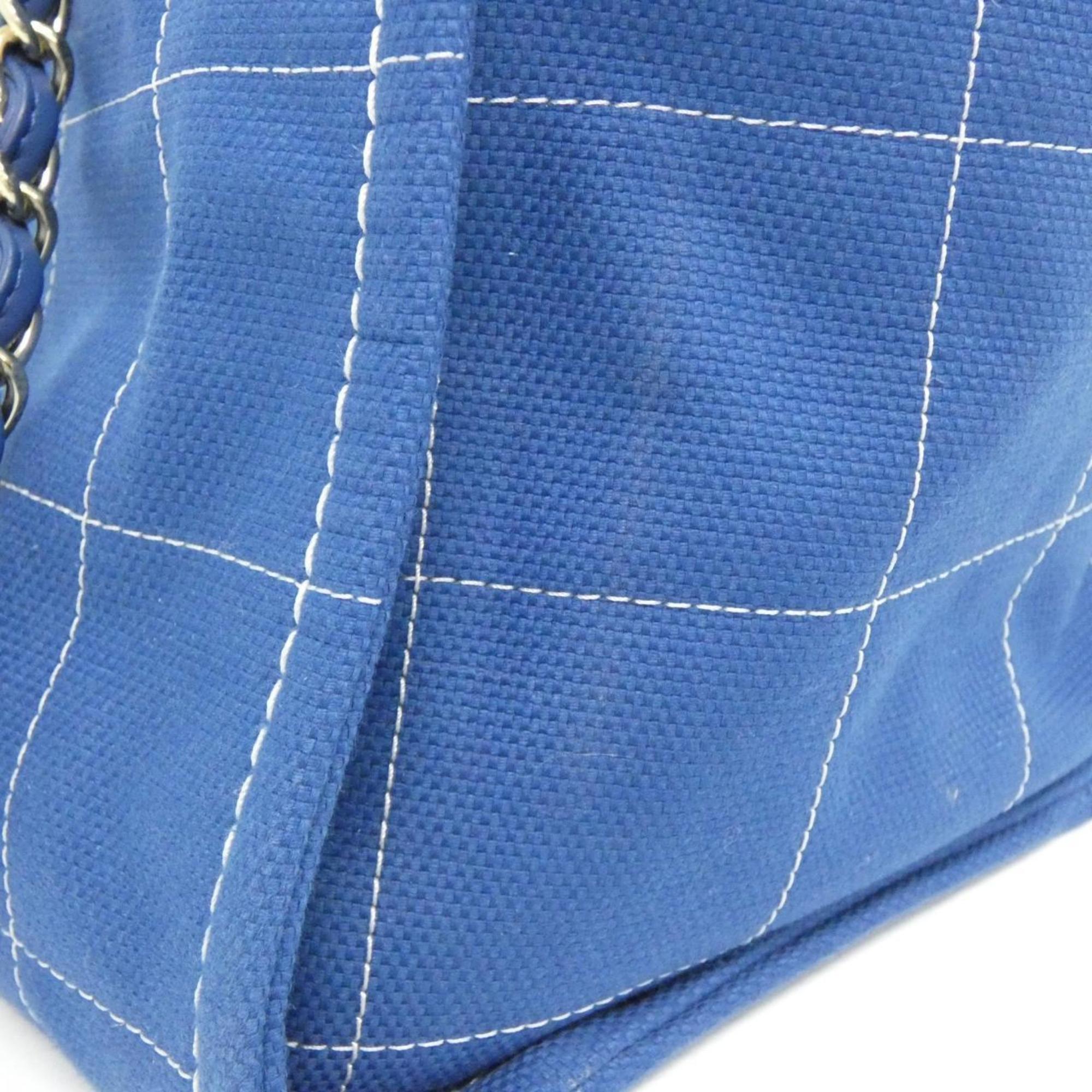 Chanel Blue White Cotton Handbag Pouch (Pre-Owned)